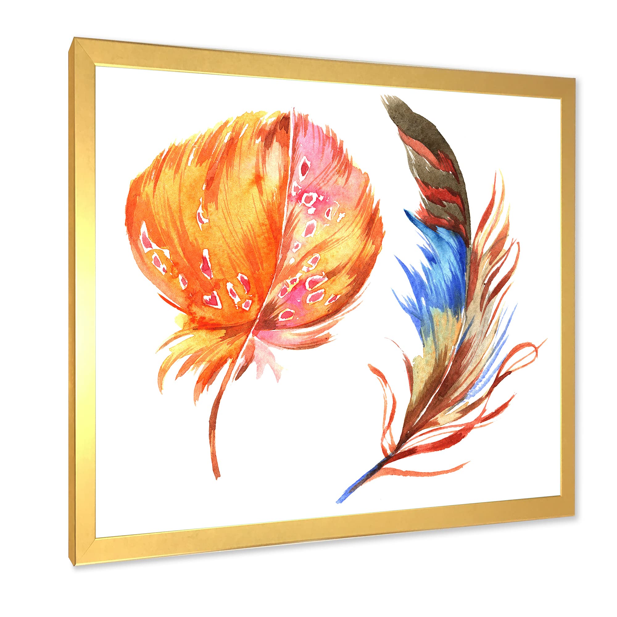 Bohemian & Eclectic Framed Wall Art - Brown Feather Wing Design for Home Decor | Ethnic Tribal Style Wall Hanging for Living Room, Bedroom & Office