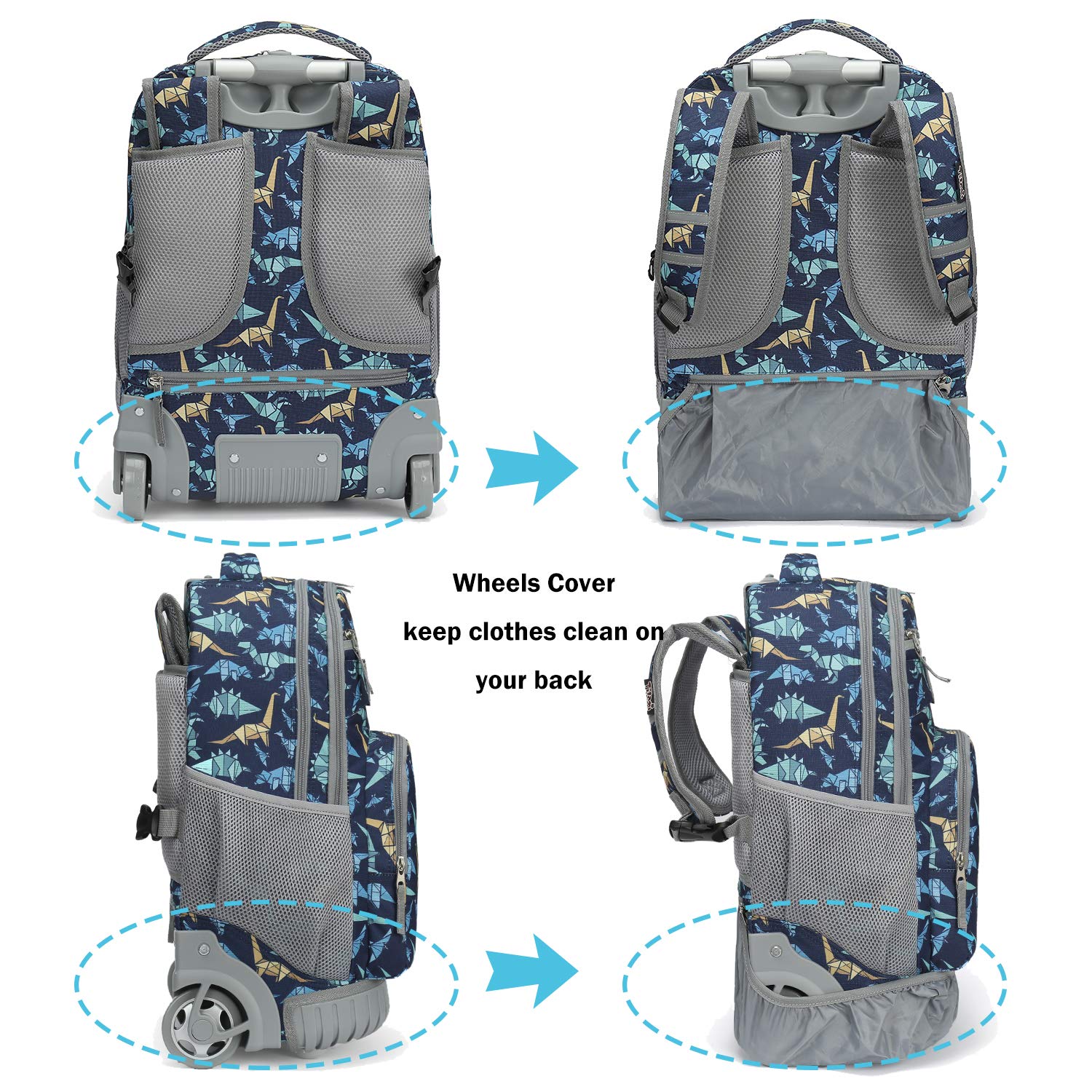 Tilami 18 Inch Rolling Backpack with Wheels - Durable Wheeled Backpack for School, College, Travel & Trips - Perfect for Boys and Girls - Ideal for Commuting, Air Travel & Campus Use