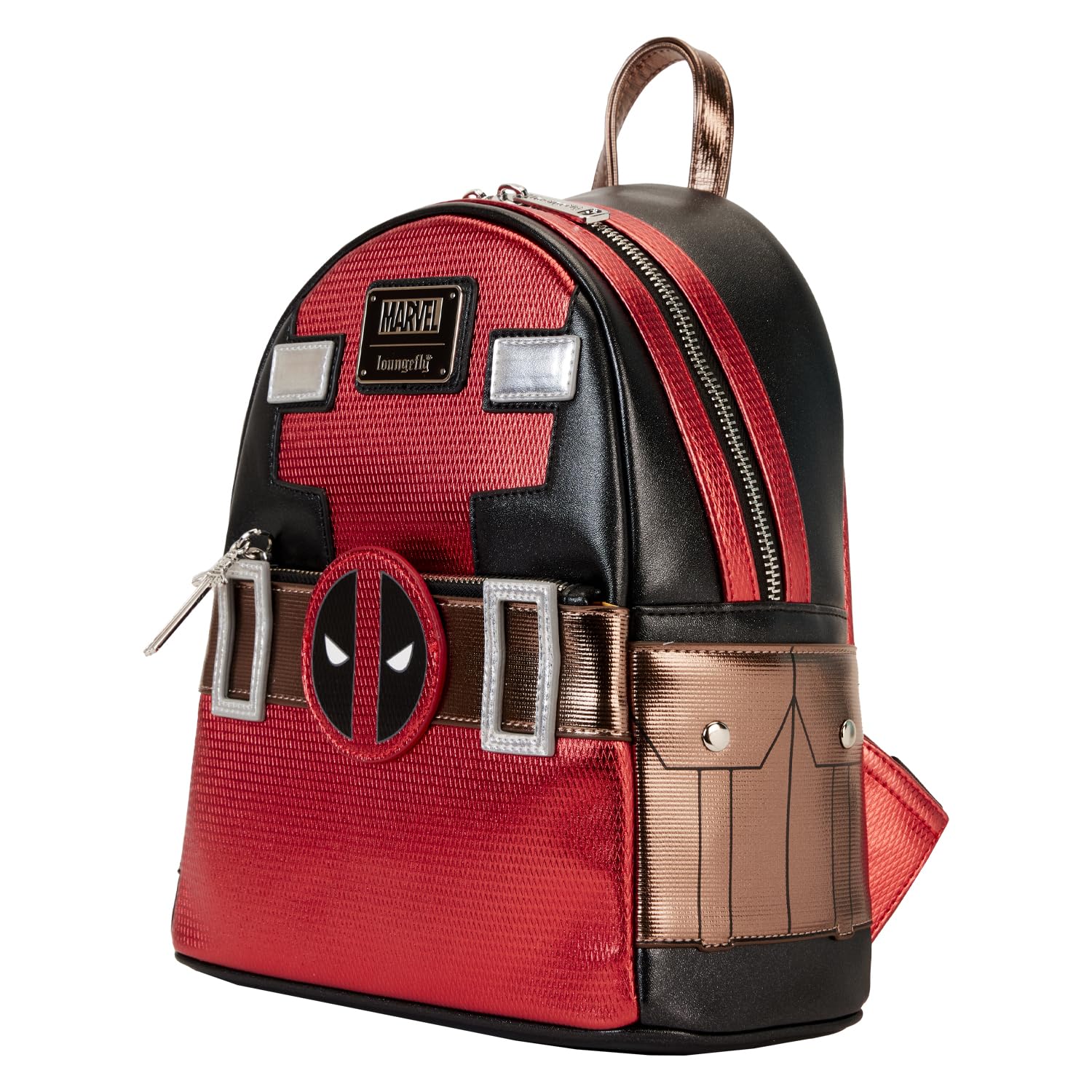Loungefly Marvel Deadpool Metallic Cosplay Mini Backpack - Official Licensed Superhero Collectible for Comic Con & Halloween Costumes