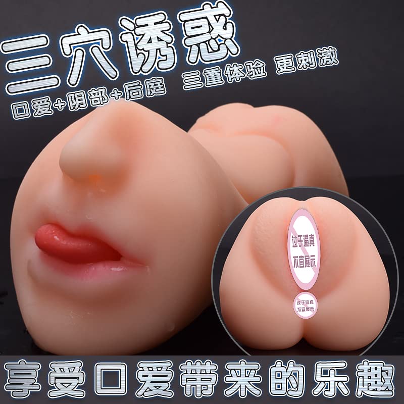 3 in 1 Realistic Male Masturbator Toy - Lifelike 3D Vagina & Tight Anus Stroker, Portable Pocket Pussy with Triple Channels for Men | Discreet Adult Sex Toy for Solo Pleasure & Couples Play