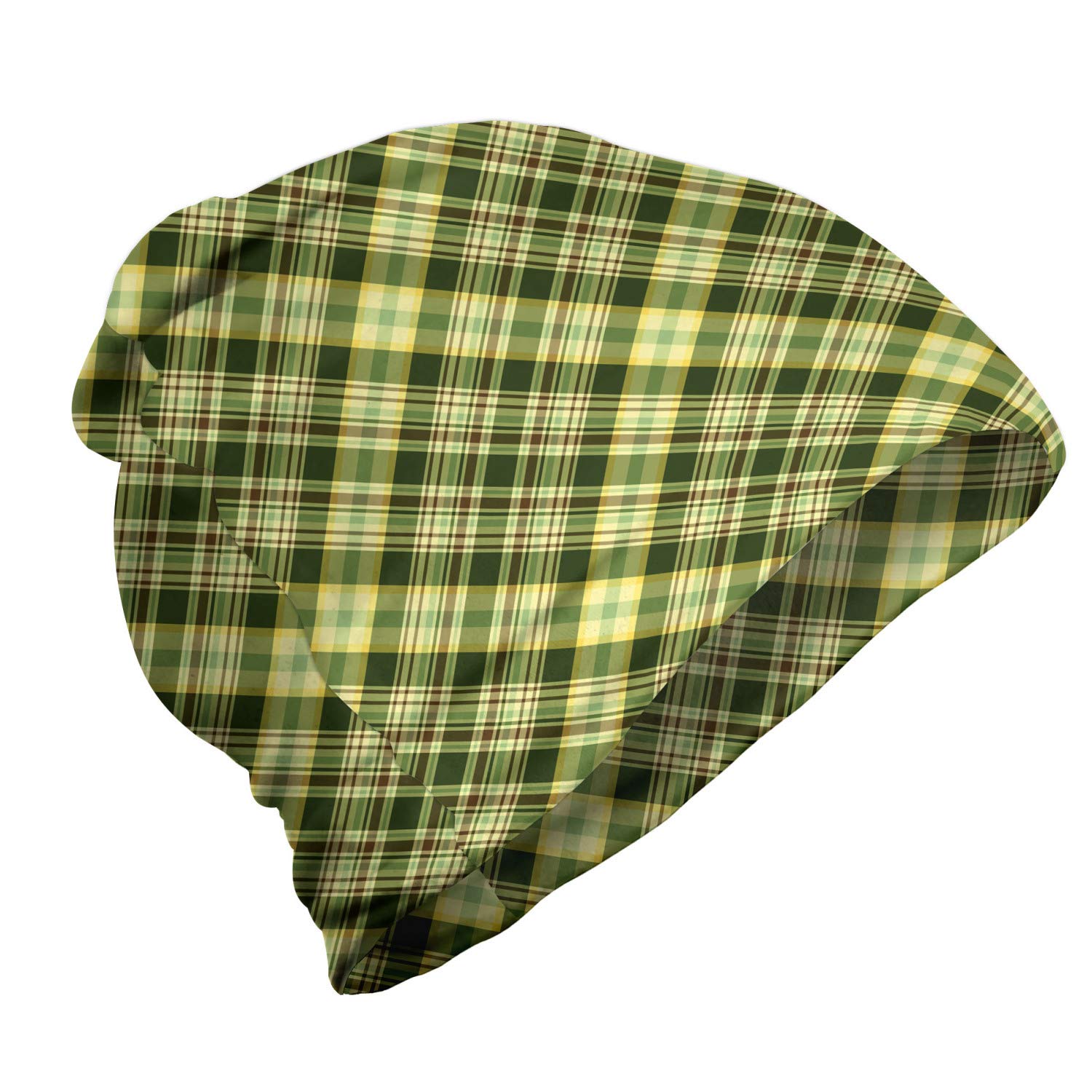 Ambesonne Unisex Beanie - Warm Knit Winter Hat with Diagonal Tartan Pattern for Men & Women - Perfect for Hiking, Skiing, and Outdoor Winter Activities