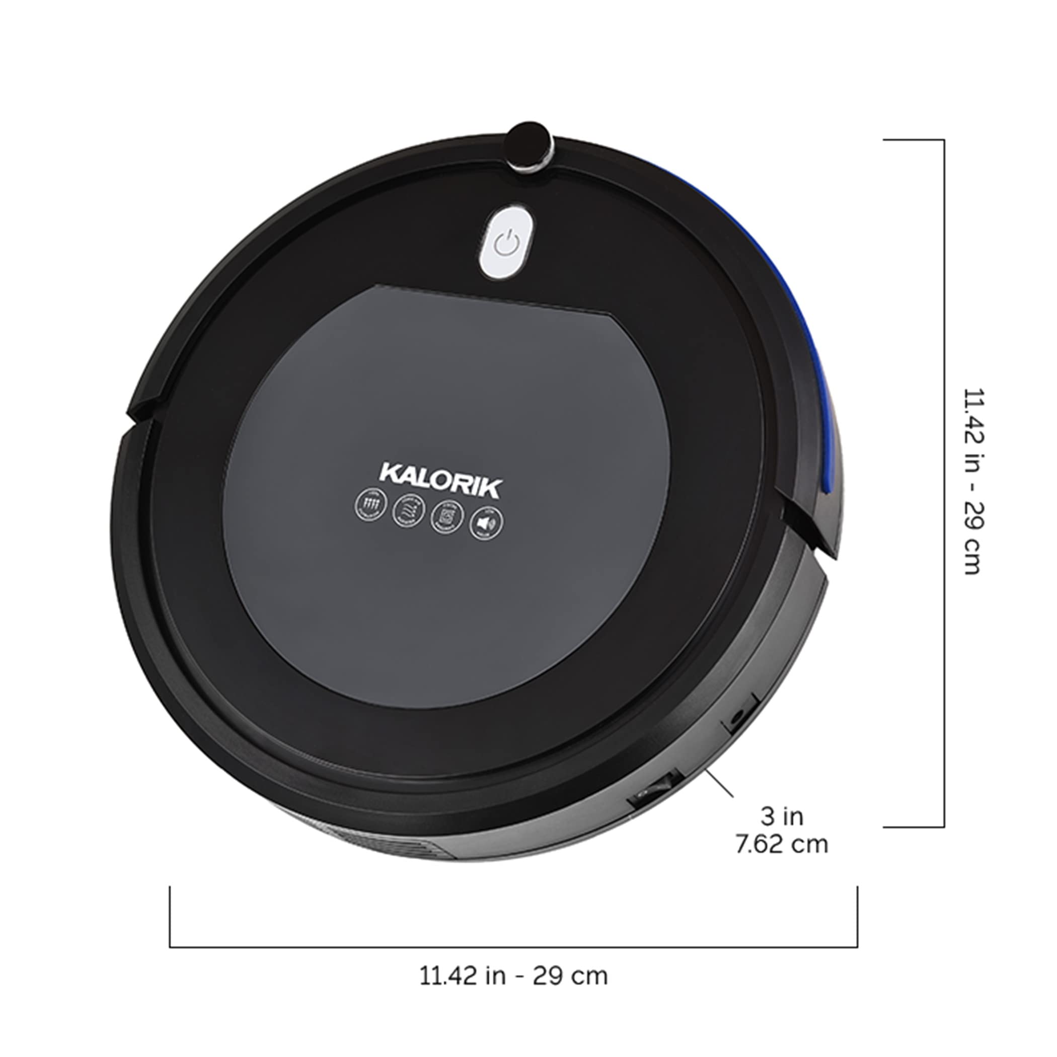 Kalorik® Home Ionic Pure Air Rechargeable Robot Vacuum Cleaner - 4 Smart Cleaning Modes, Black/Gray - Perfect for Hardwood Floors, Carpets & Pet Hair Removal
