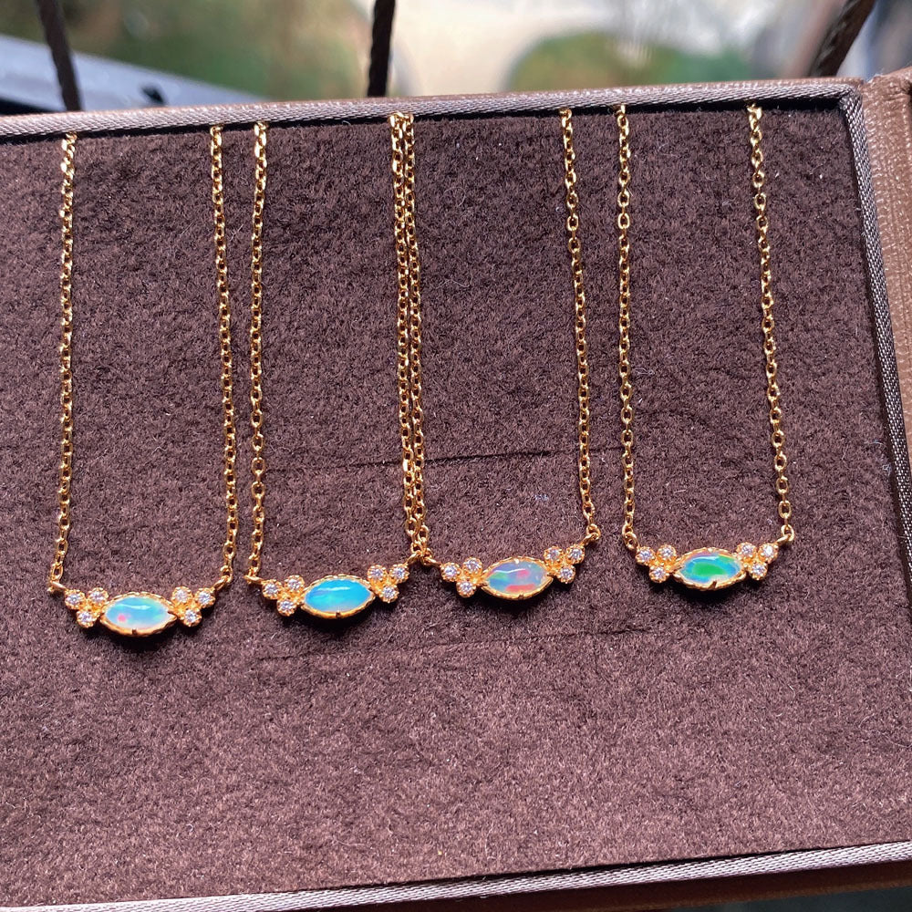 Opal Gemstone Necklace and Ring Set - Sterling Silver Jewelry for Women | Elegant Gift for Birthday, Anniversary & Special Occasions | HJZB 288
