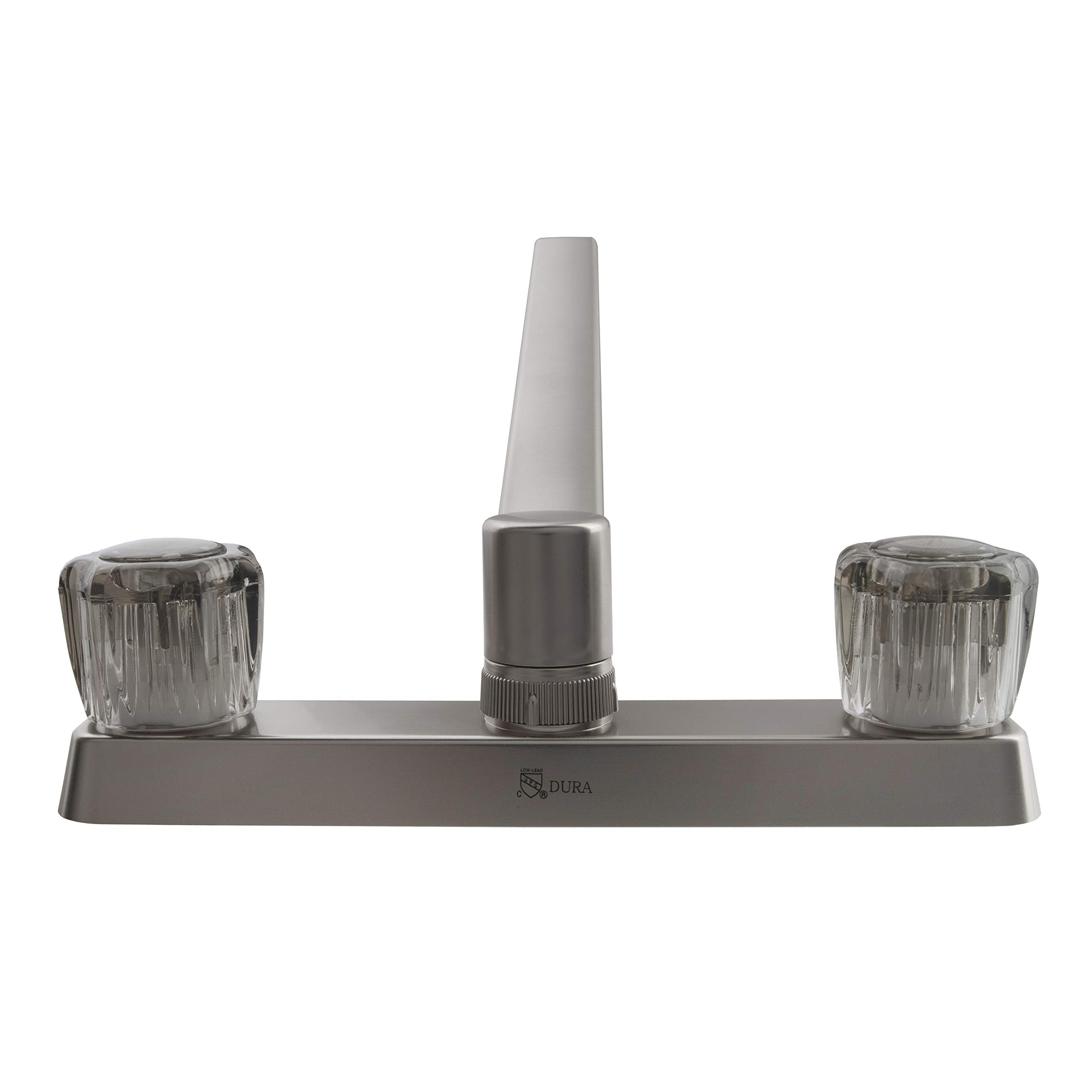 DF-PK600S-SN RV Kitchen Faucet with Smoked Acrylic Knobs in Brushed Satin Nickel - Durable RV & Camper Sink Faucet for Mobile Homes, Trailers, and Tiny Houses