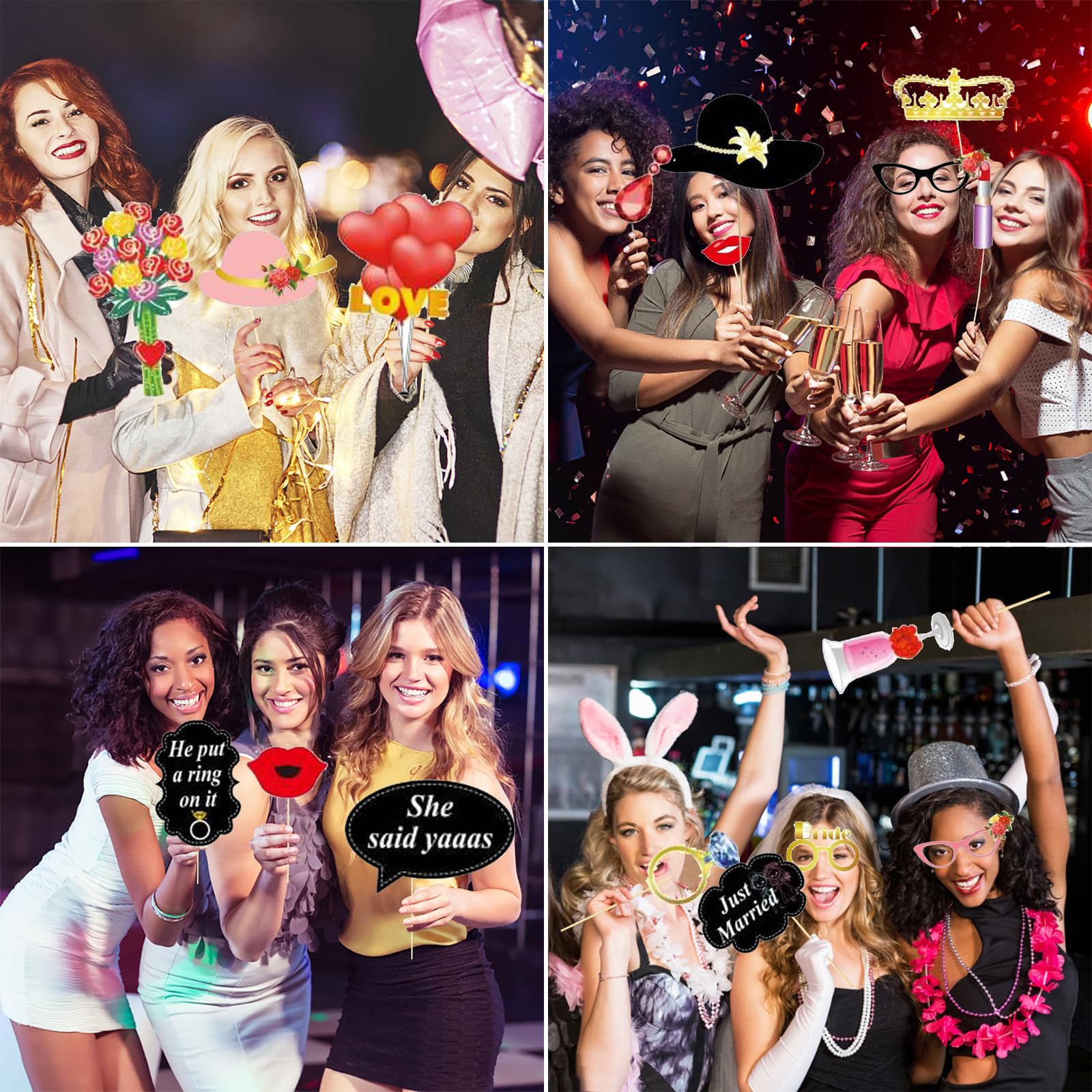 LMSHOWOWO 53-Piece Wedding Photo Booth Props Kit - Funny Bride-to-Be Selfie Accessories for Wedding Reception, Engagement Party & Bridal Shower Decorations | Perfect for Wedding Celebrations, Bachelorette Parties & Anniversary Events