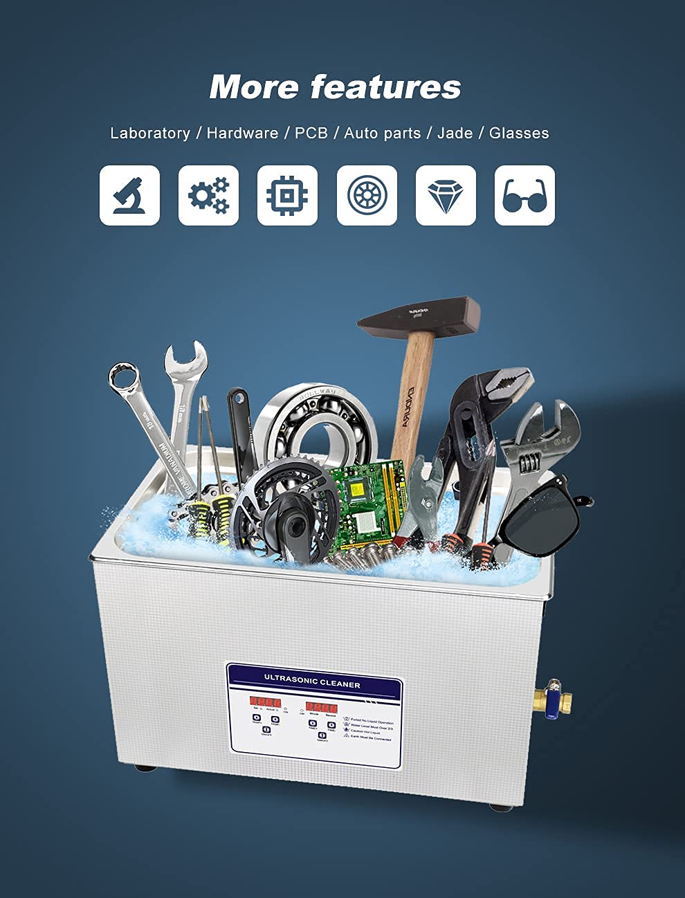 2L 60W Digital Ultrasonic Cleaner with Constant Temperature System & Timer - Jewelry, Glasses, Dentures Cleaning Machine for Home & Professional Use