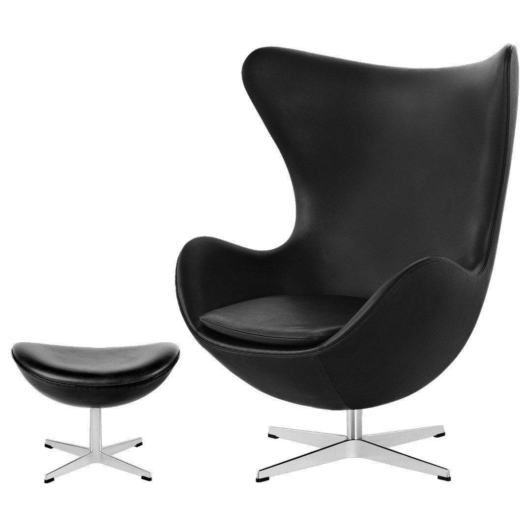 Jacobsen Egg Chair by Fritz Hansen - Premium Leather Mid-Century Modern Lounge Chair for Living Room, Office & Reading Nook