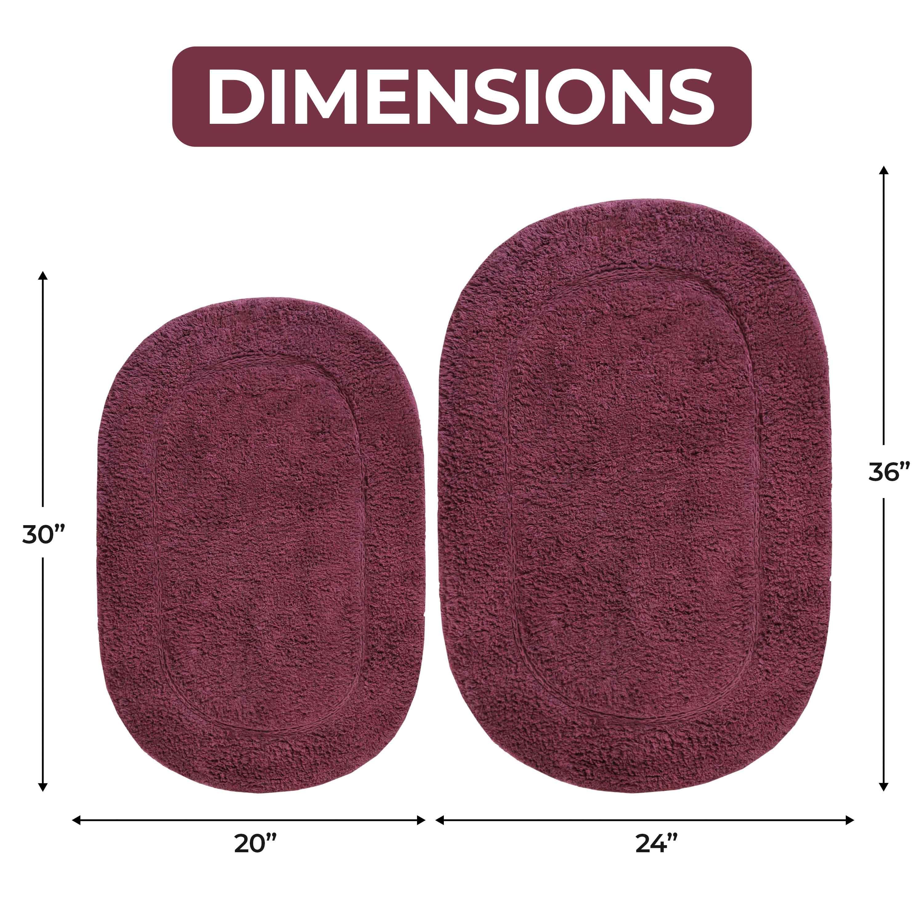 Premium Cotton Oval Non-Slip Bath Rug Set - 2 Piece Soft Absorbent Washable Bathroom Mat for Shower, Tub & Bathroom Floor - Anti-Skid Home Decor with Quick-Dry Feature