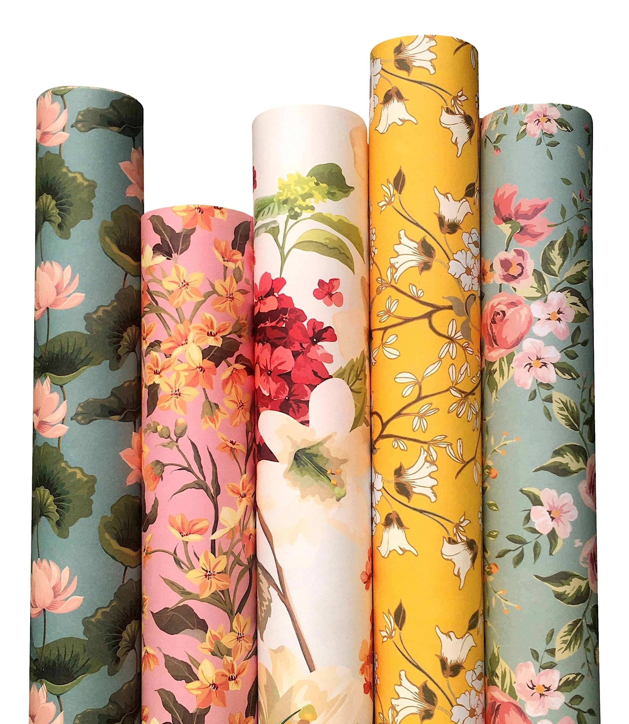 Aakar 5-Pack Multicolor Floral Gift Wrapping Paper Sheets | 29x19 Inches Premium Matte Finish | 90 GSM Thick Paper for Birthday Gifts, Wedding Favors, Christmas Presents & Party Decorations | Perfect for DIY Crafts, Home Decor & Special Occasion Gift Wrapping