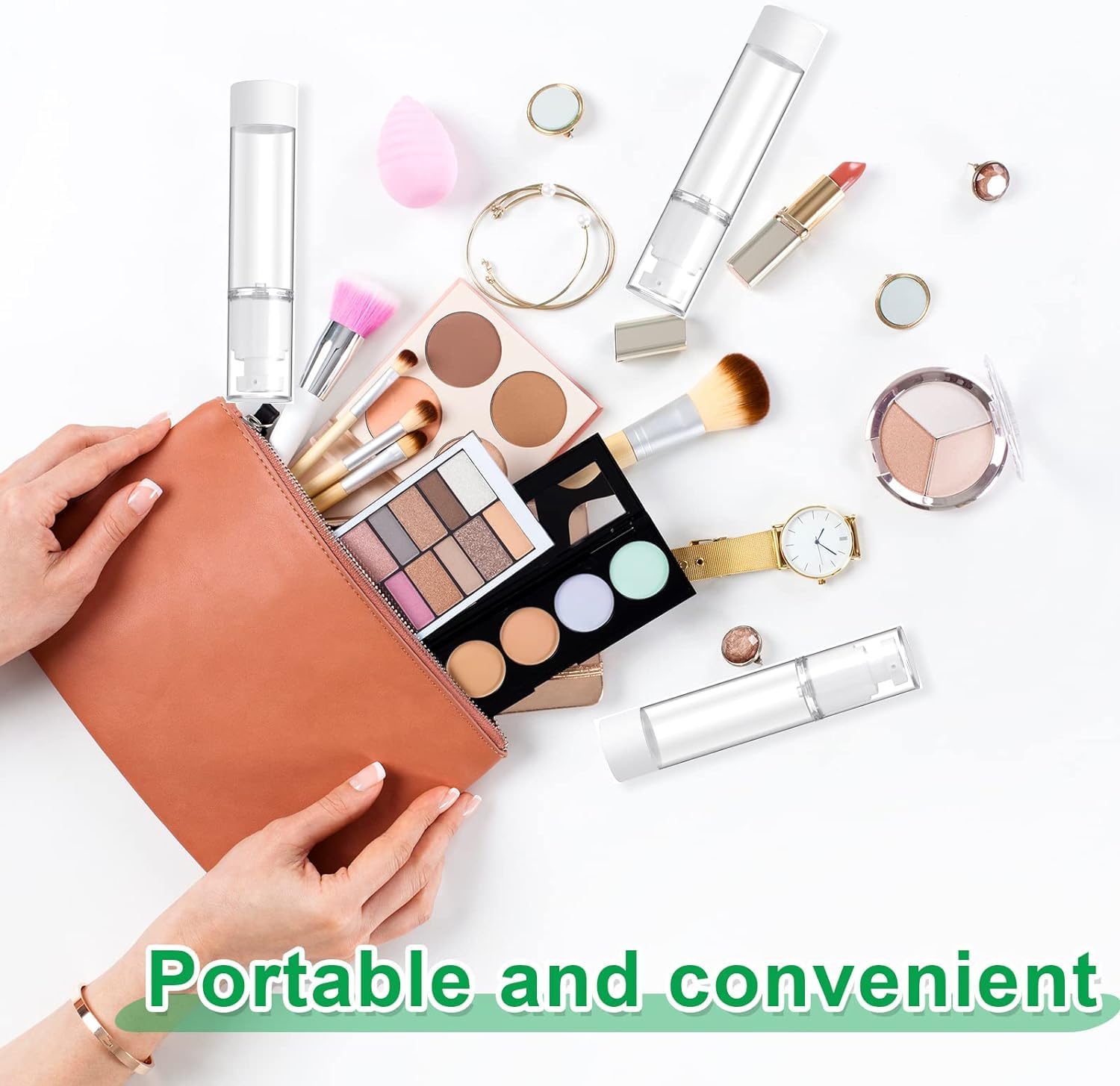 **Bonzella 100ML Airless Pump Jars (Pack of 2) – Refillable Cosmetic Bottles for Cream, Gel & Lotion – Leak-Proof Vacuum Dispenser – Perfect for Skincare, Makeup & Travel**    *(Ideal for storing serums, moisturizers, foundations, and beauty essentials on the go!)*