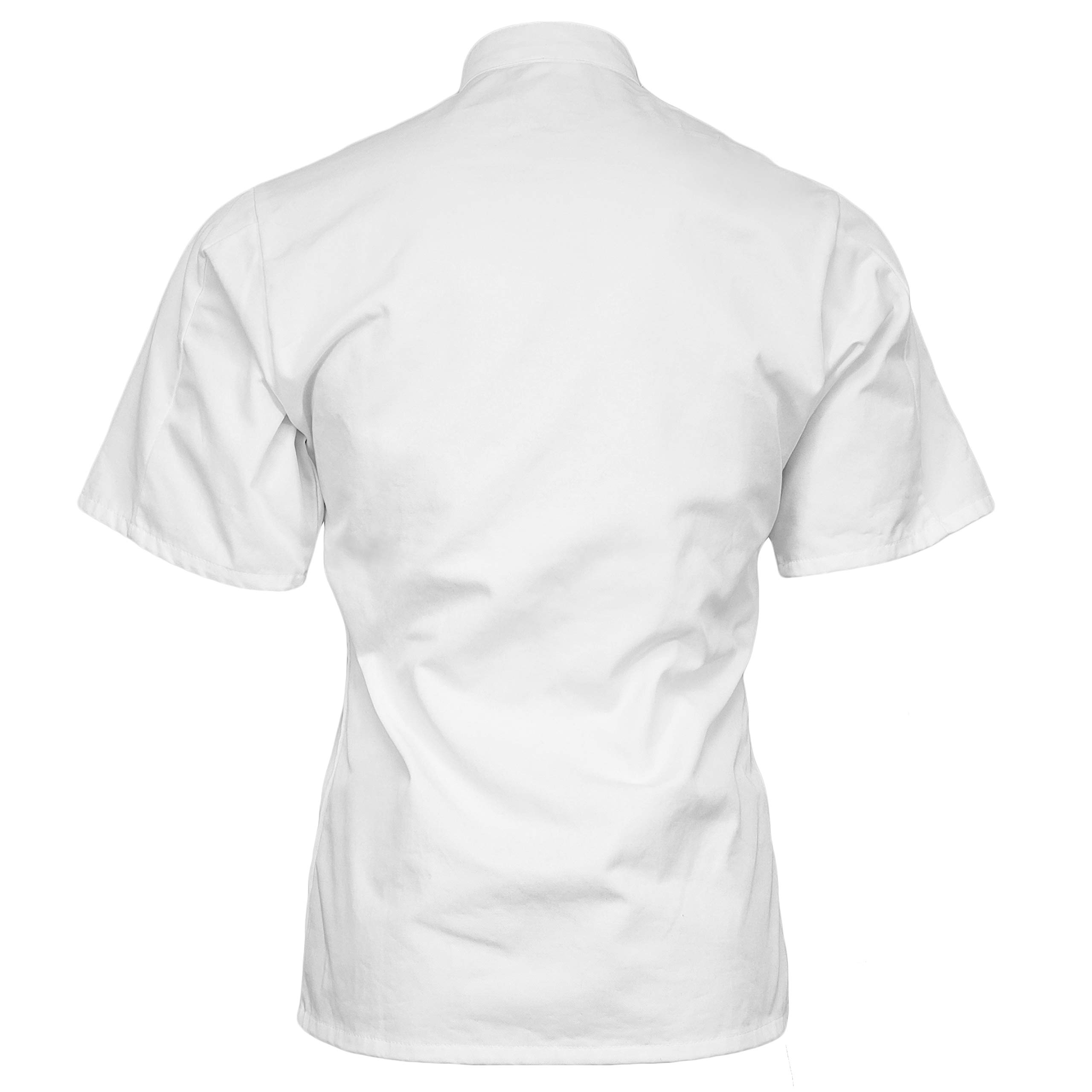Unisex Short Sleeve 10-Button Chef Coat - Cotton Blend Professional Kitchen Jacket (White, Large) - Perfect for Chefs, Caterers & Culinary Students