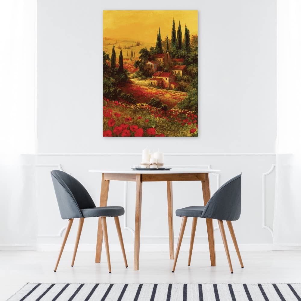 Fine Art Canvas Toscano Valley Wall Decor by Artist Art Fronckowiak - Ready to Hang 32x43 inch - Elegant Canvas Painting for Living Room, Bedroom, Office & More - Perfect for Home Decor, Housewarming Gifts & Interior Design