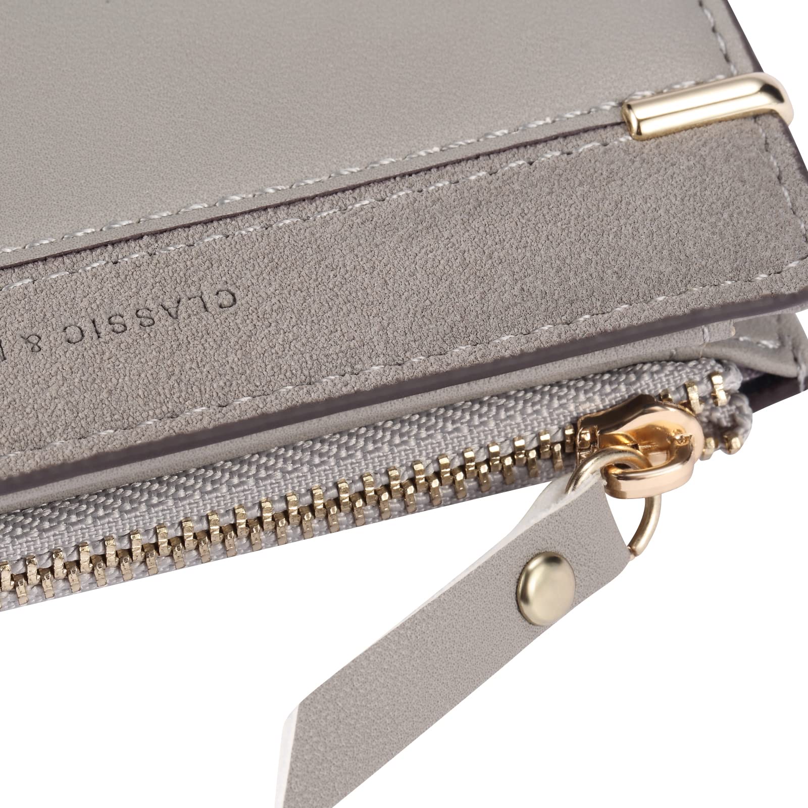 CHAOFANXI Women's Credit Card Holder - Slim PU Leather Wallet with 5 Card Slots & ID Window - Small Ladies Wallet Organizer for Credit Cards, Business Cards & Cash (Gray) - Perfect for Everyday Use, Travel & Minimalist Purse Organization