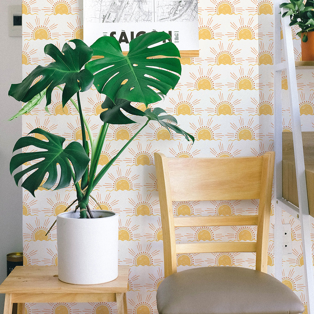 Self-Adhesive Suns Peel and Stick Wallpaper - Removable Decorative Wall Covering for Bedroom, Living Room, Kitchen & Bathroom - Easy DIY Home Decor Upgrade