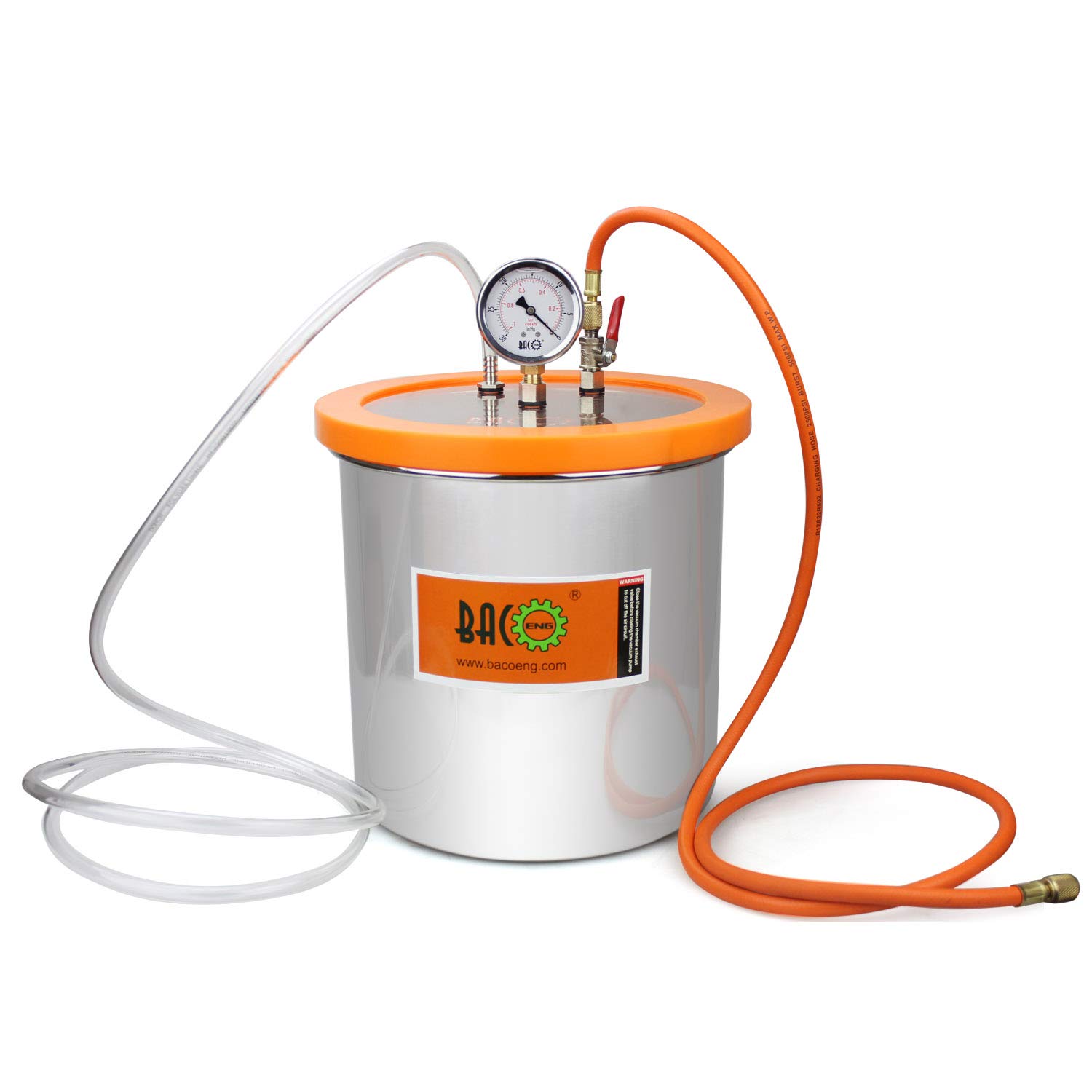 BACOENG 3 Gallon Resin Trap Vacuum Chamber - Stainless Steel Vacuum Degassing Chamber Kit for Epoxy Resin, Silicone Mold Making (3 Gallon/1.2 QT/2 QT Options) - Perfect for Jewelry Casting, DIY Crafts & Industrial Applications