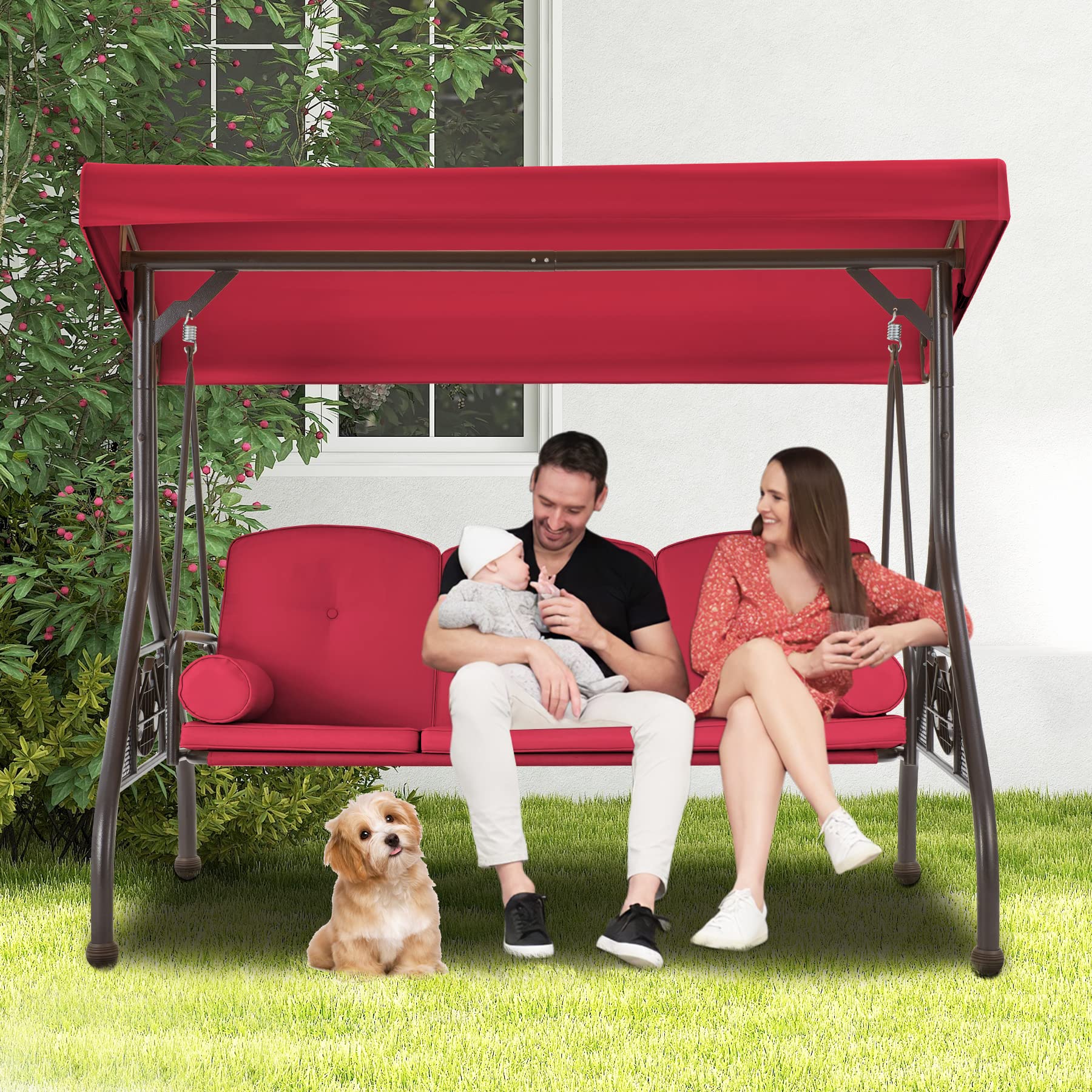 GYUTEI 3-Seat Outdoor Patio Swing with 1.5