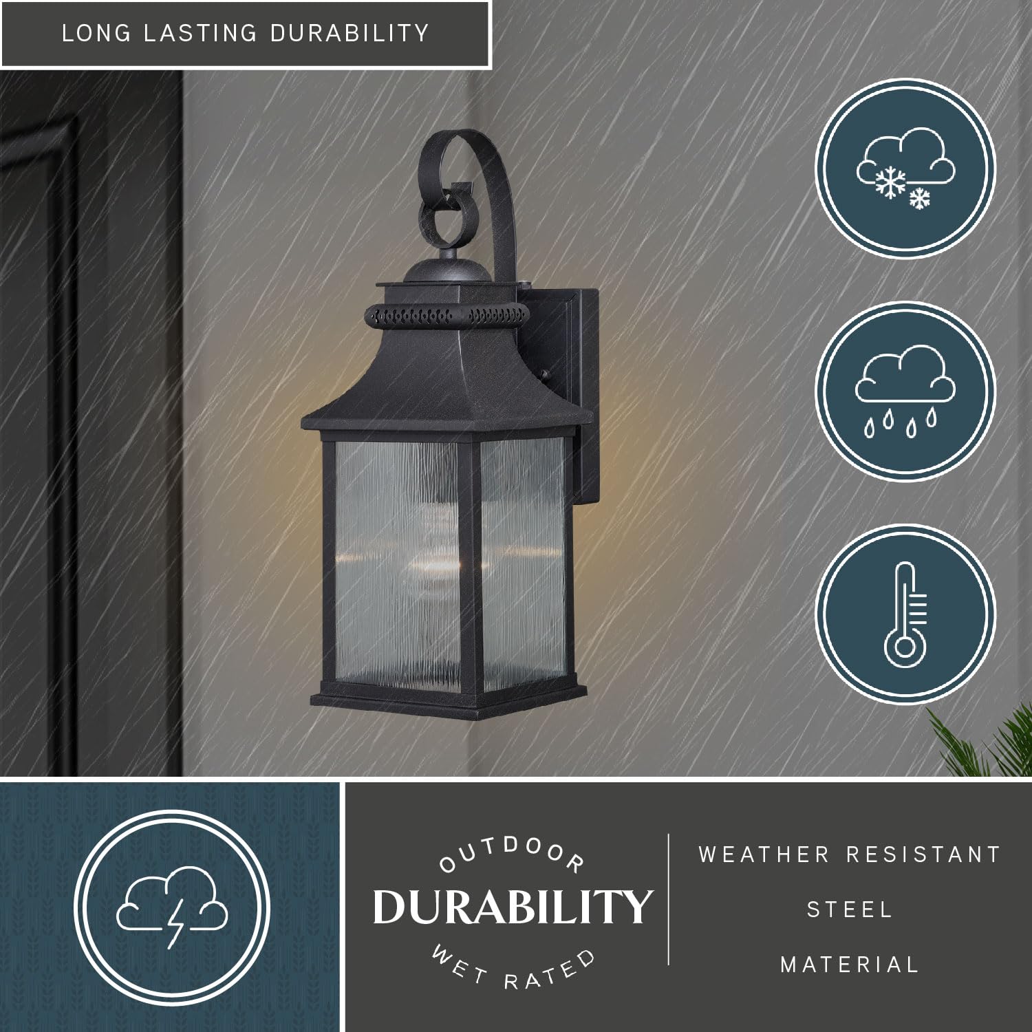 VAXCEL Cambridge 1-Light Dusk to Dawn Outdoor Wall Lantern with Clear Glass - Bronze Finish for Porch, Patio, and Garden Lighting