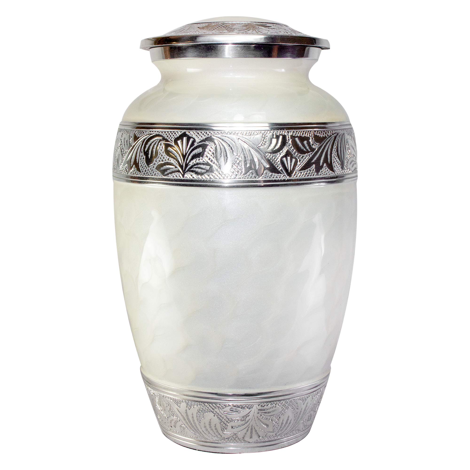 Personalized White Adult Funeral Cremation Urn with Velvet Storage Box - Memorial Ashes Keepsake for Loved Ones - Perfect for Home Display, Funeral Services & Memorial Ceremonies