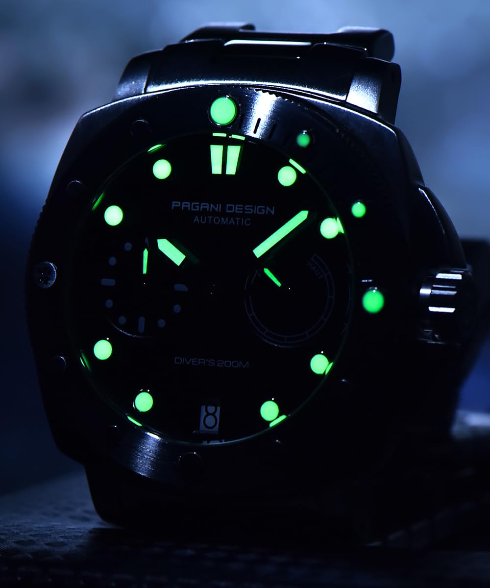Pagani Design Men's Automatic Mechanical Watch - 200M Waterproof, Sapphire Crystal, Nylon Strap - Sporty Casual Wristwatch for Diving, Swimming & Everyday Wear
