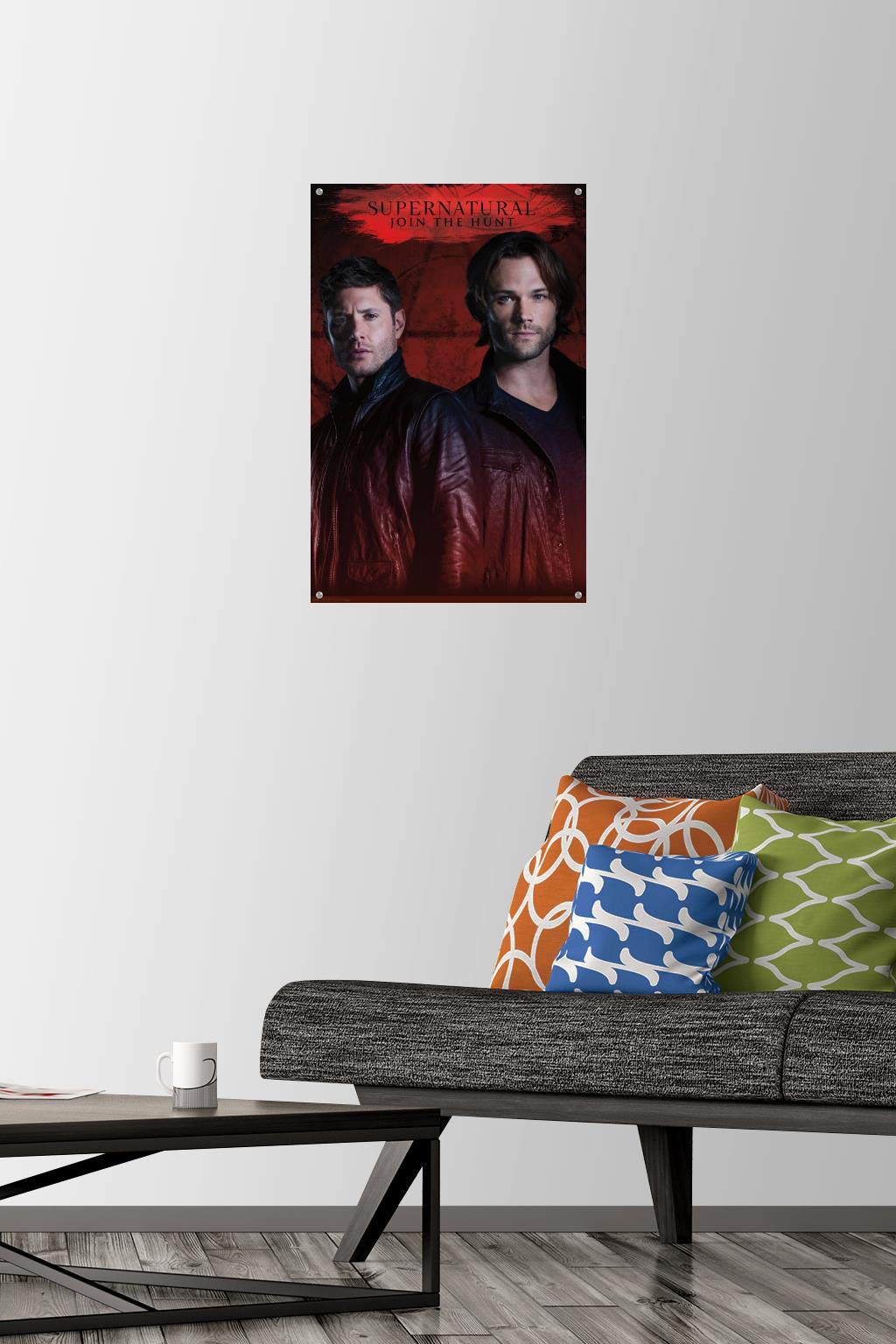 Supernatural Red Wall Poster with Push Pins - Gothic Decor for Bedroom, Living Room & Office - Perfect for TV Show Fans & Home Decor