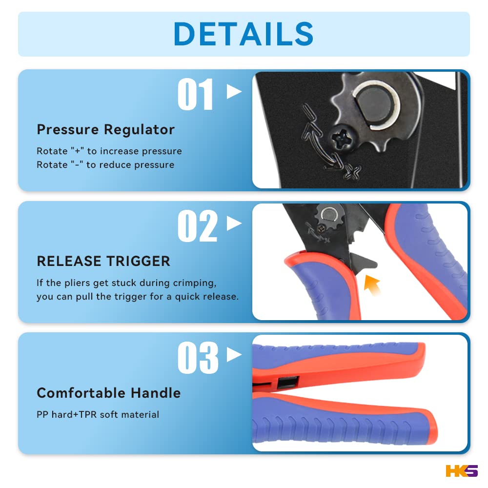 HKS Professional Coax Ratchet Crimping Tool Kit for RG6 RG59 Coaxial Cables - Includes 5 Interchangeable Dies, Rotary Cable Stripper, Cutter & Pliers - Perfect for Cable TV, Satellite, CCTV & Internet Installation