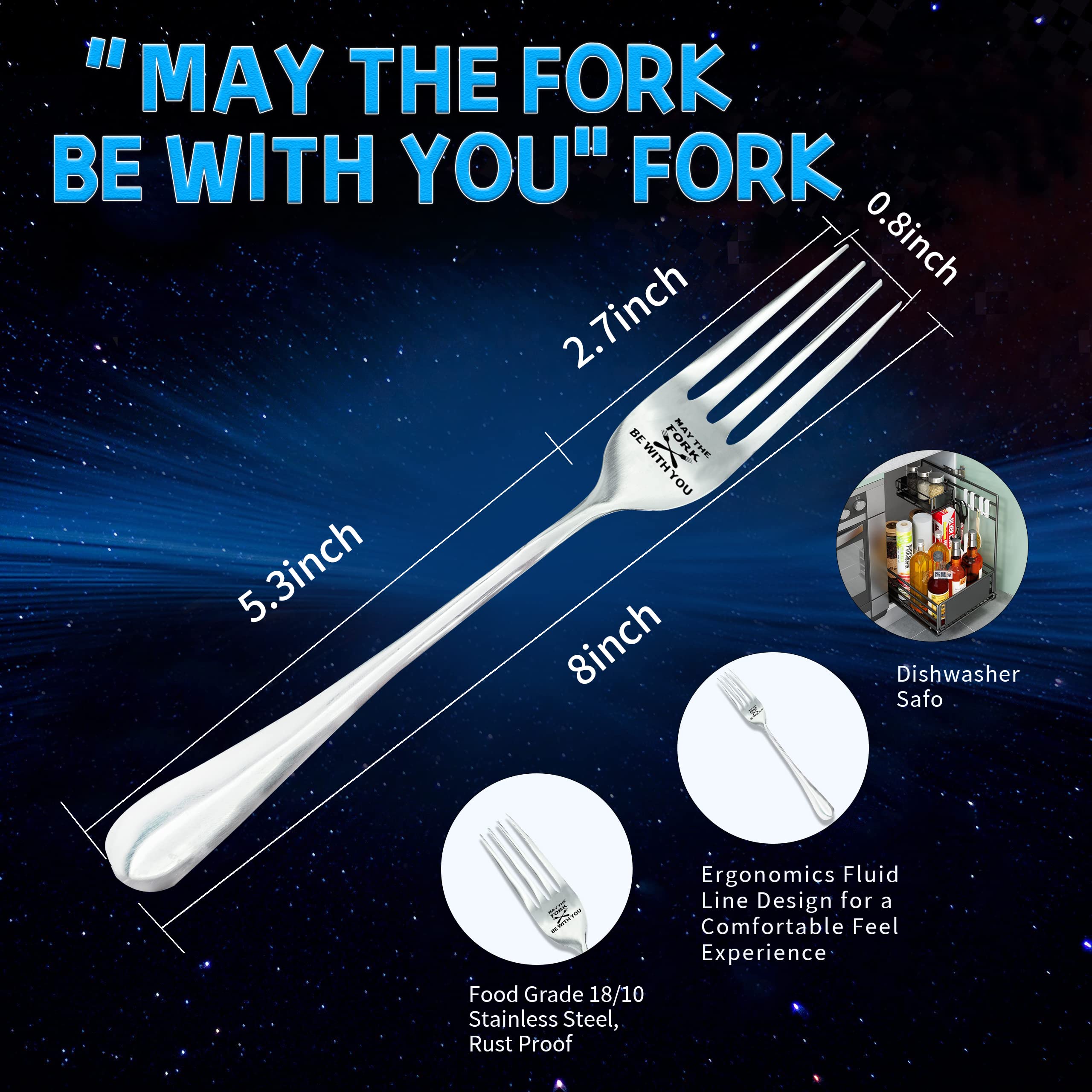 VICKHU May The Fork Be With You - Star Wars Themed Fork Gift Set for Men & Women | Unique Birthday, Anniversary, Christmas & Valentine's Day Present for Boyfriend, Girlfriend, Husband, Wife, Mom & Dad | Perfect for Star Wars Fans, Kitchen Decor & Fun Dining Experiences