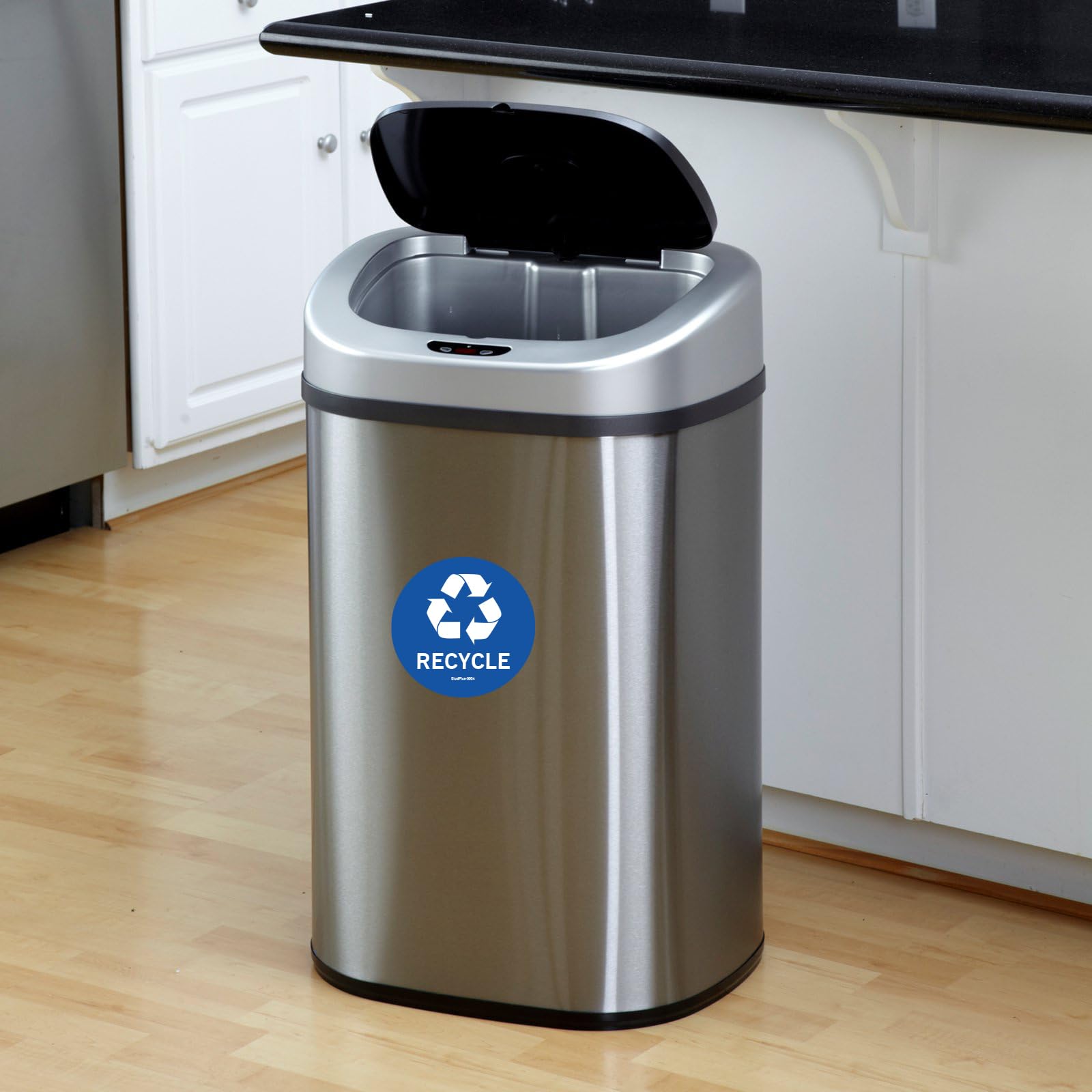 Recyclable Waste Stickers - 4x4 Inch Round Trash Can Decals for Home, Office & Public Recycling Bins | Eco-Friendly Labeling Solution