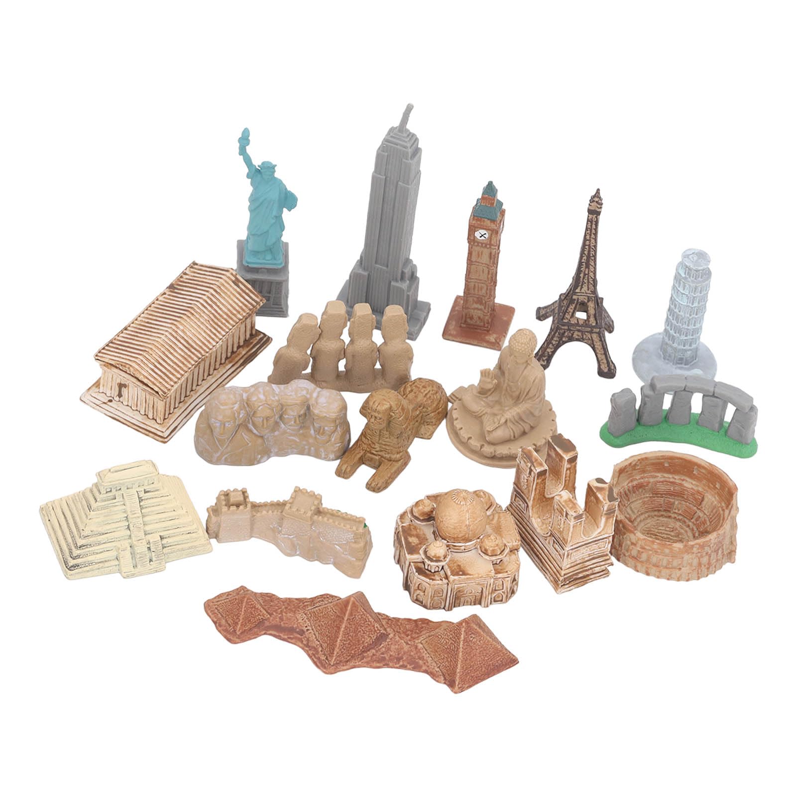 17PCS Miniature Ancient Buildings Model Kit - Worldwide Landmarks Collection with Egyptian Pyramid - Educational Toys for Kids & Adults - Perfect for Home Decor, School Projects & Collectibles