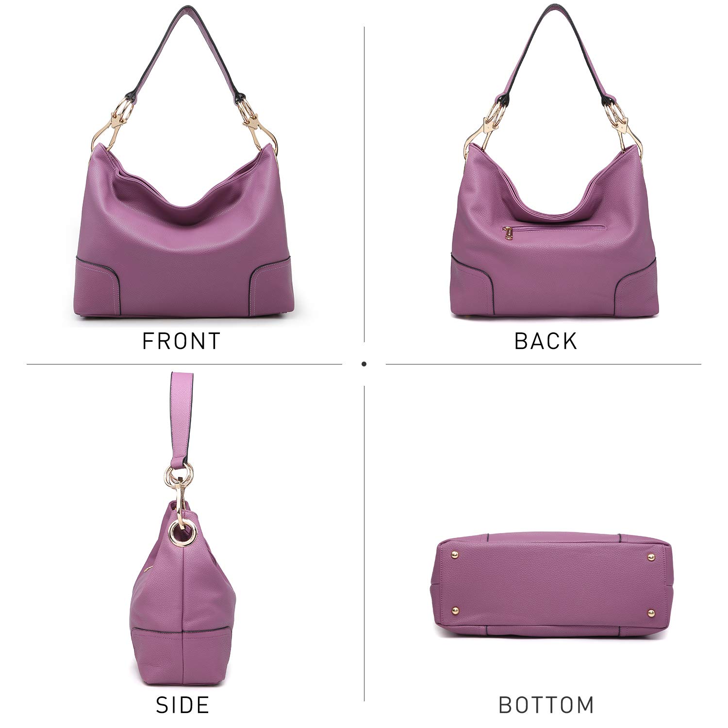 Dasein Women's Soft PU Leather Hobo Handbag - Slouchy Shoulder Bag with Top Handle, Tote Purse for Work, Travel & Everyday Use