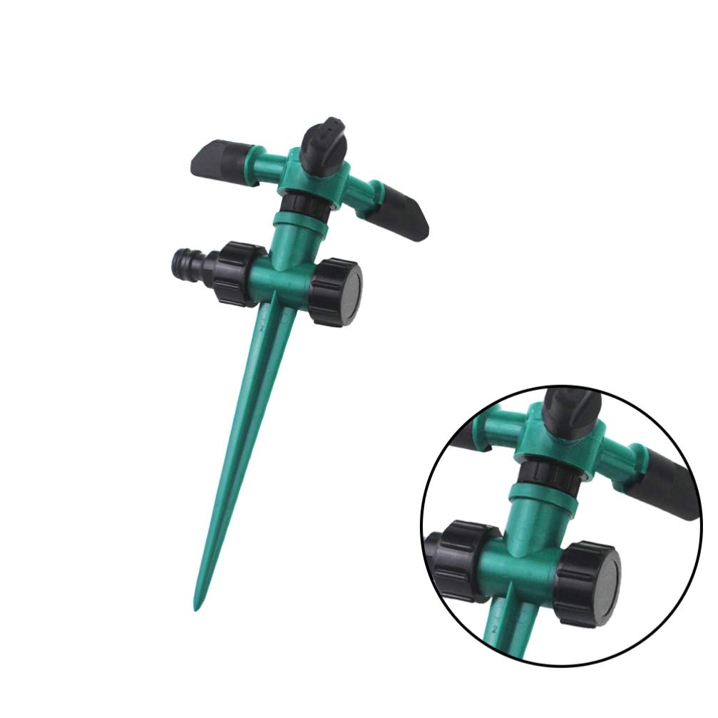 Happyyami 360 Degree Rotating Garden Sprinkler - Adjustable Lawn Watering Tool with Ground Insert for Yard, Greenhouse & Garden Irrigation System | Perfect for Grass, Plants & Flower Beds (Dark Green)