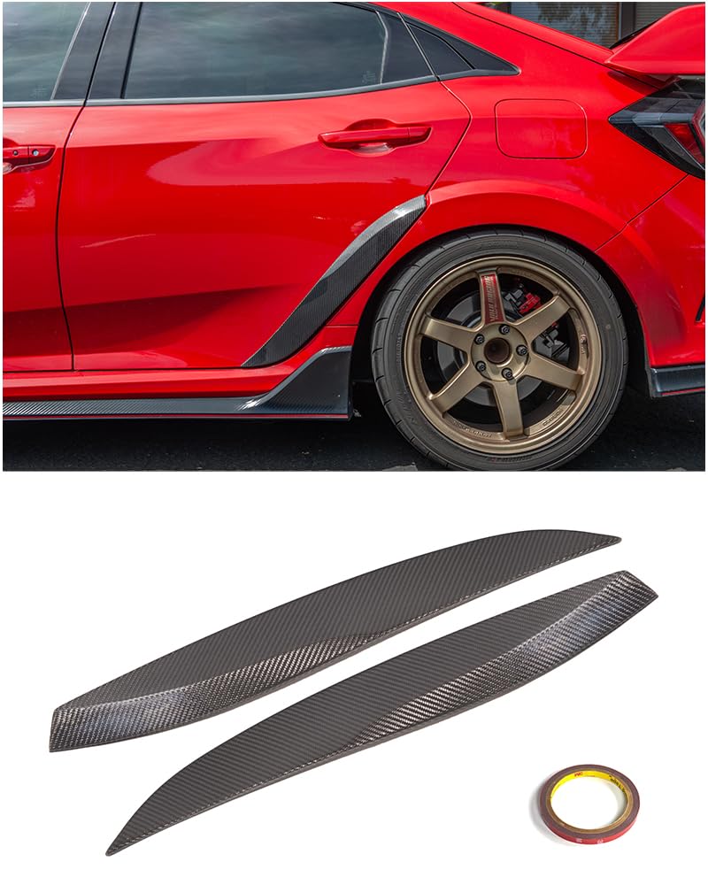 JDM Varis Style Carbon Fiber Rear Fender Trim Pair for 2017-2021 Honda Civic Type-R FK7 - Lightweight Performance Upgrade for Street & Track Racing