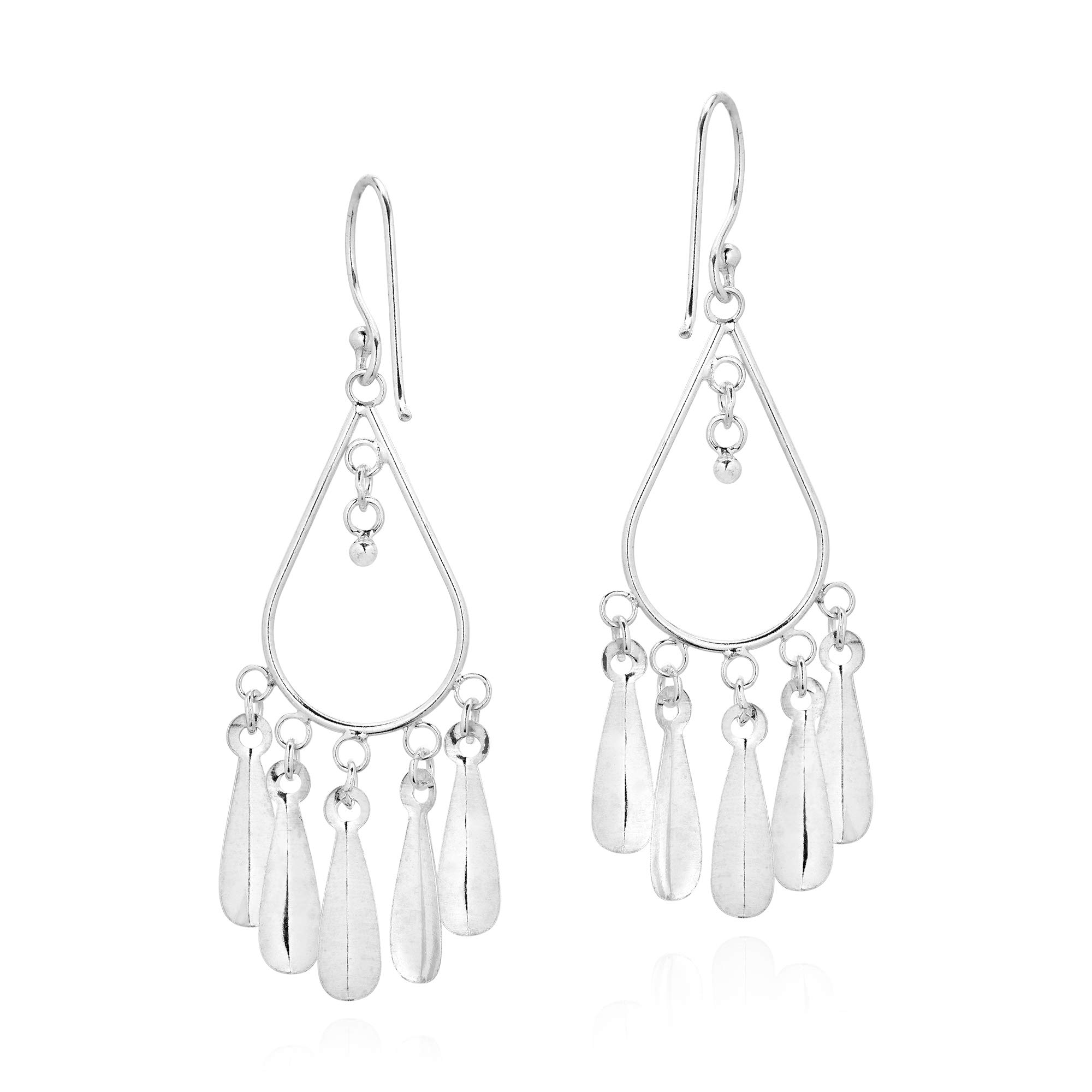 AeraVida Sterling Silver Teardrop Chandelier Earrings for Women | Elegant Dangling Bridal Earrings | Wedding Party Jewelry Gift | Perfect for Evening Galas, Prom Nights & Special Occasions