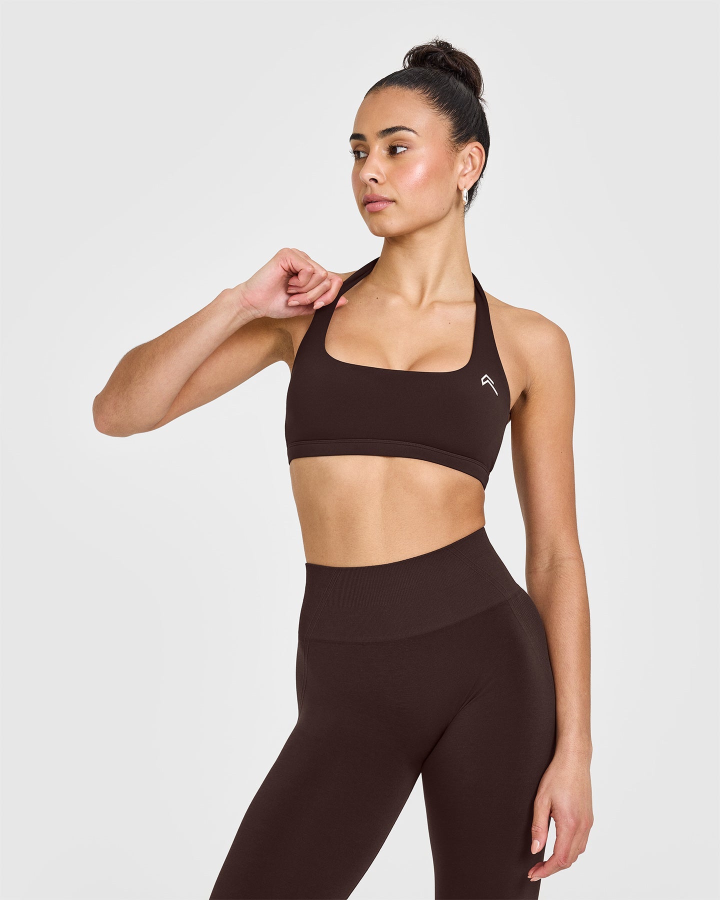 EasyLift™ Supportive Halter Bralette - 70% Cocoa Brown Wireless Bra for Women | Comfortable Yoga, Lounge & Everyday Wear