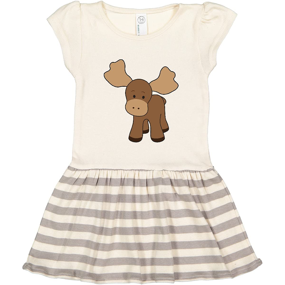 Inktastic Cute Moose Print Toddler Dress for Girls - Soft Cotton Kids Outfit for Playdates, Preschool & Family Photos