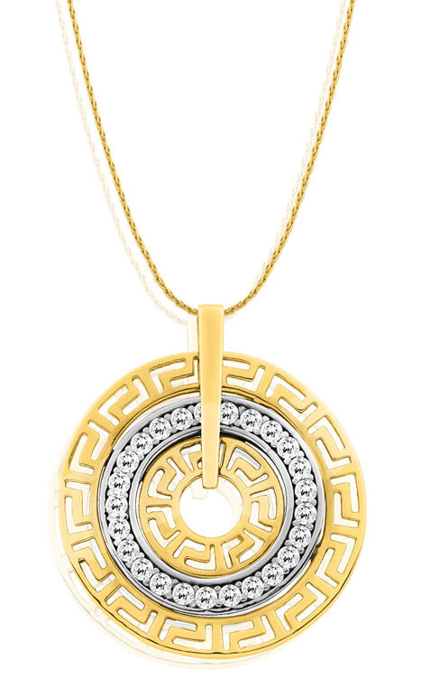 9ct Yellow Gold & White Gold Cubic Zirconia Diamond Pendant Necklace - Elegant Jewelry Gift for Women, Perfect for Weddings, Anniversaries & Special Occasions