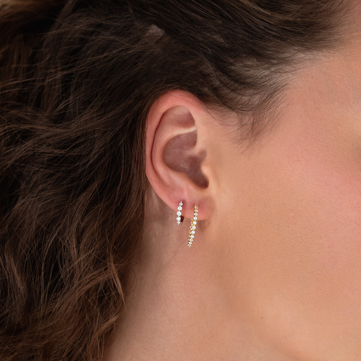 14K Gold Floating Diamond Hoop Earrings for Women - Elegant Dangle Earrings for Party, Wedding & Everyday Wear