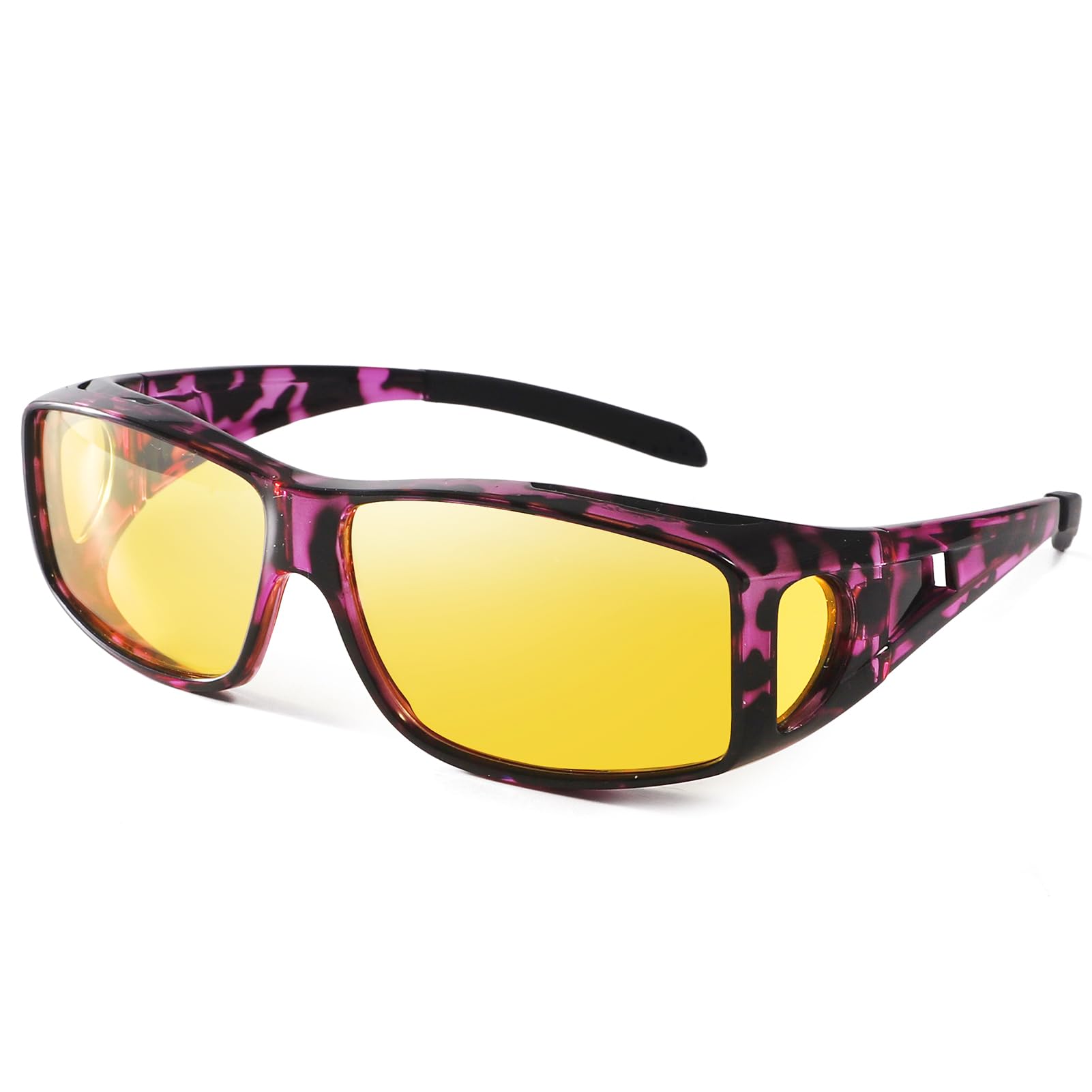 Night Vision Glasses for Men & Women - Anti Glare Yellow Lens, Fit Over Prescription Eyewear | Perfect for Driving, Hunting & Low Light Activities