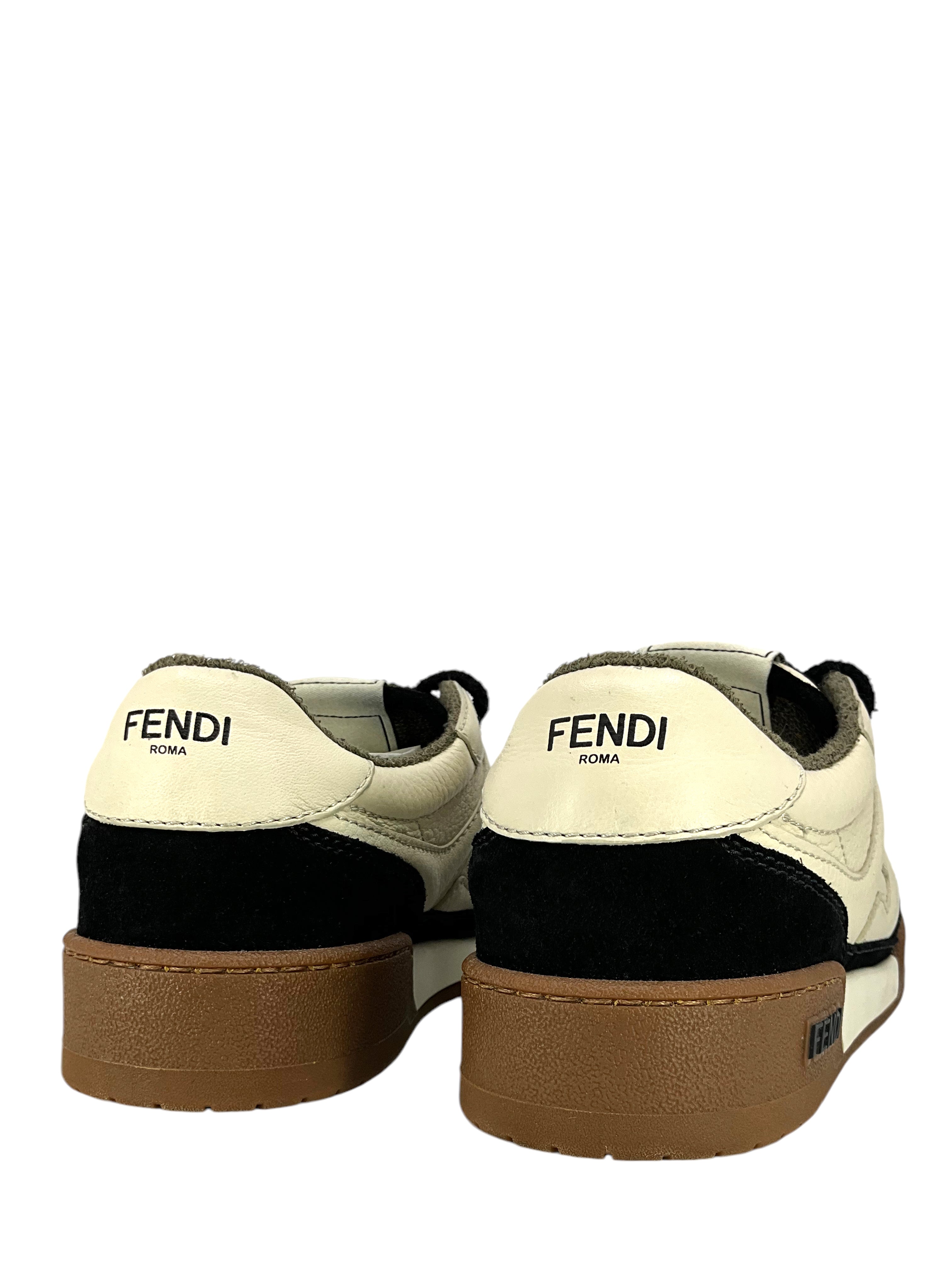 FENDI Women's Leather & Terry Cloth Match Sneakers - Size 7 US | Luxury Designer Fashion Shoes for Casual Wear & Street Style Outfits