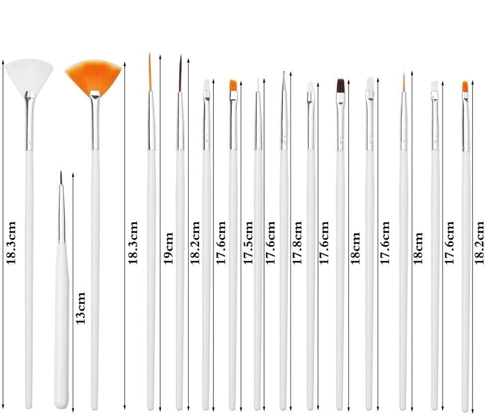 Balwrick 15-Piece Professional Nail Art Brush Set for Painting, Designing, Drawing, Polish Application & Nail Decoration - Perfect for Salon, Home Manicure & DIY Nail Art
