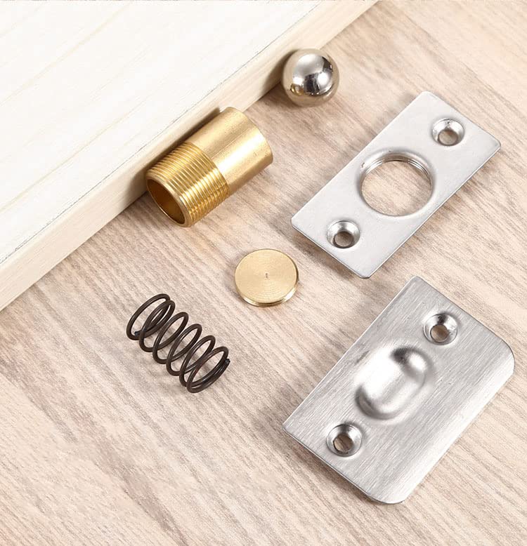 Eco-Fused Adjustable Door Ball Catch - Brushed Nickel Ball Bearing Hardware with Spring - Universal Fit for Most Doors - Perfect for Closets, Kitchen Cabinets & French Doors - Durable Home & Office Use