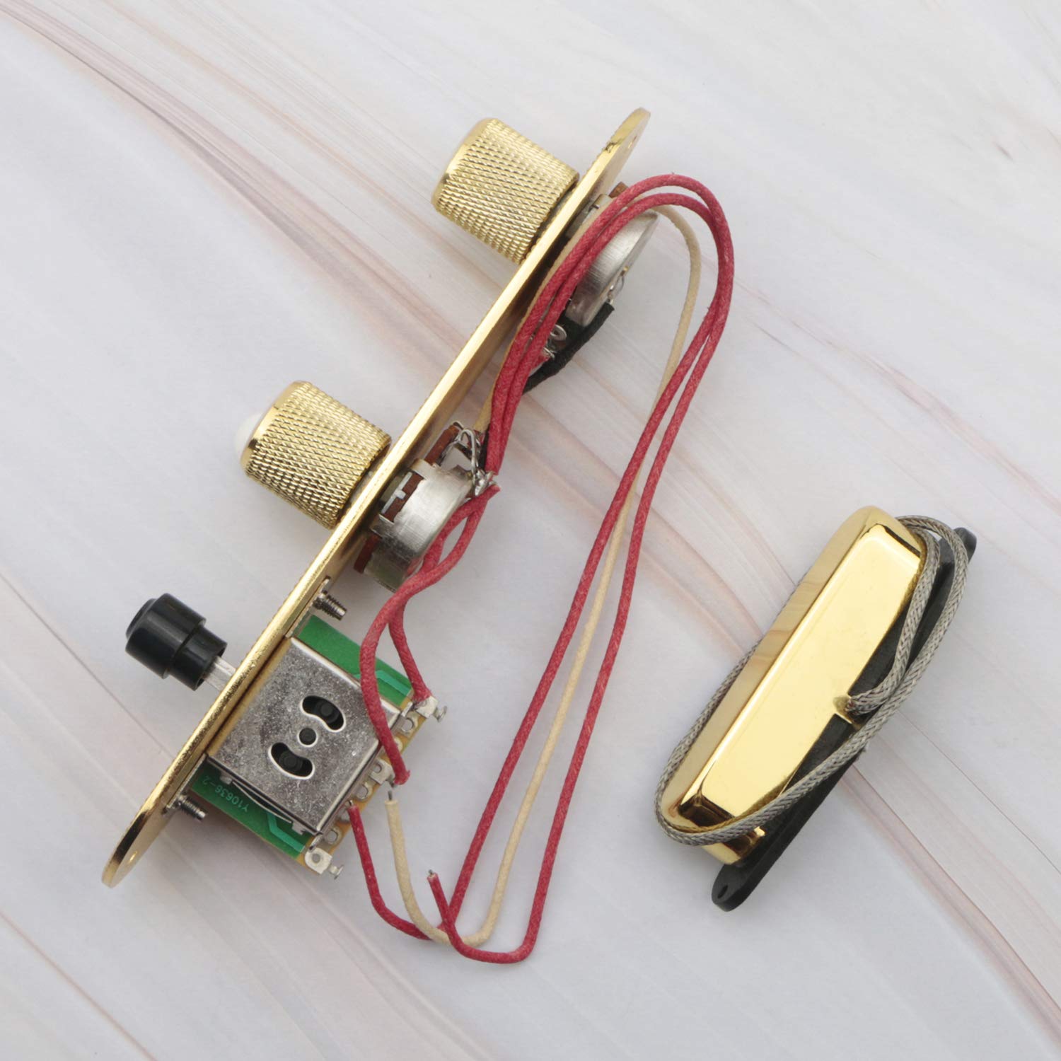 Vintage Electric Guitar Parts Set - 6 String Saddle Bridge Plate, 3-Way Switch Control Plate, Neck Pickup & Tailpiece | Perfect for DIY Guitar Repair & Upgrades