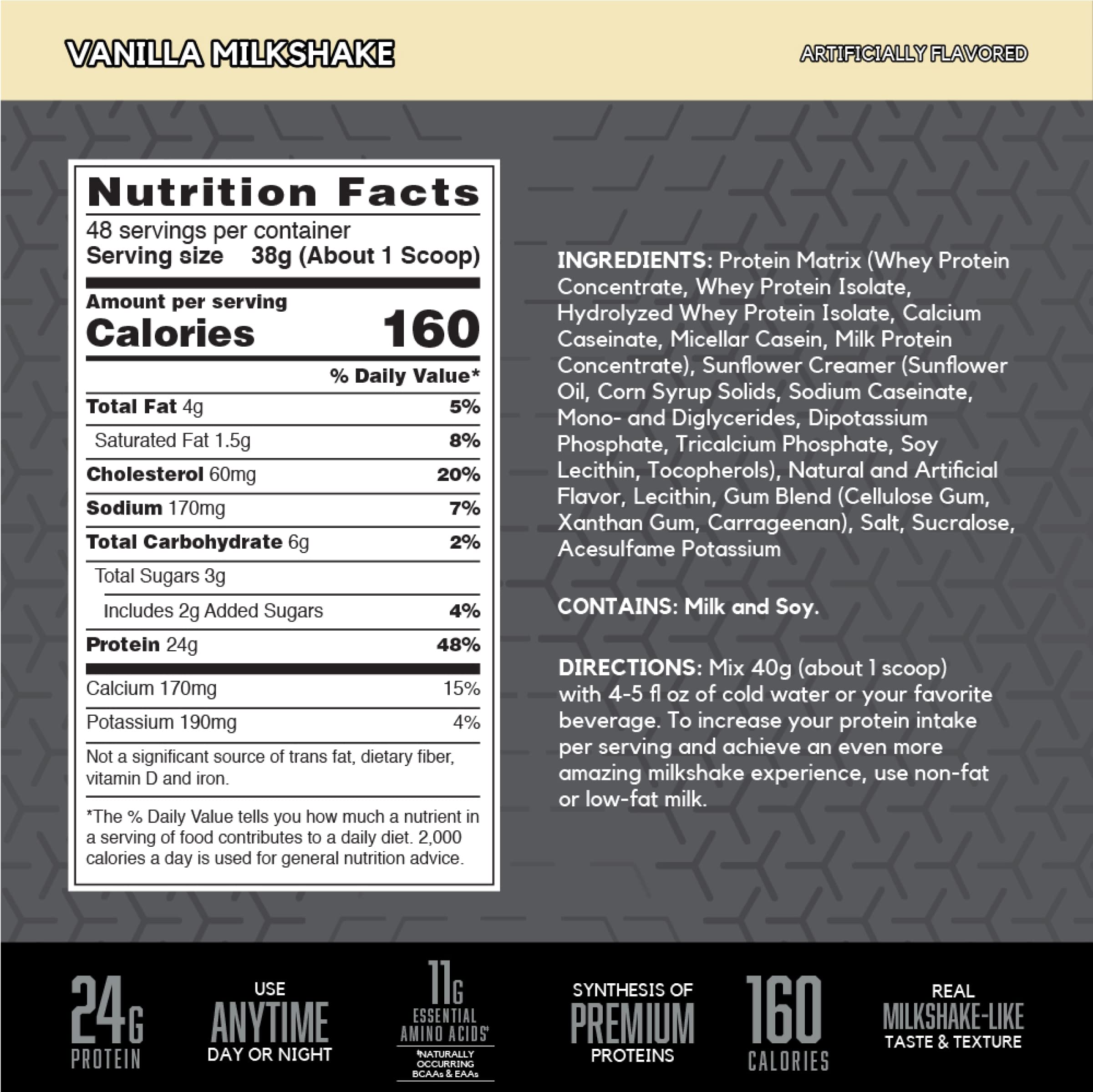 BSN SYNTHA-6 Edge Protein Powder - Vanilla Milkshake Flavor with 24g Protein | Hydrolyzed Whey, Micellar Casein & Milk Protein Isolate | Low Sugar, 48 Servings for Post-Workout Recovery & Muscle Growth