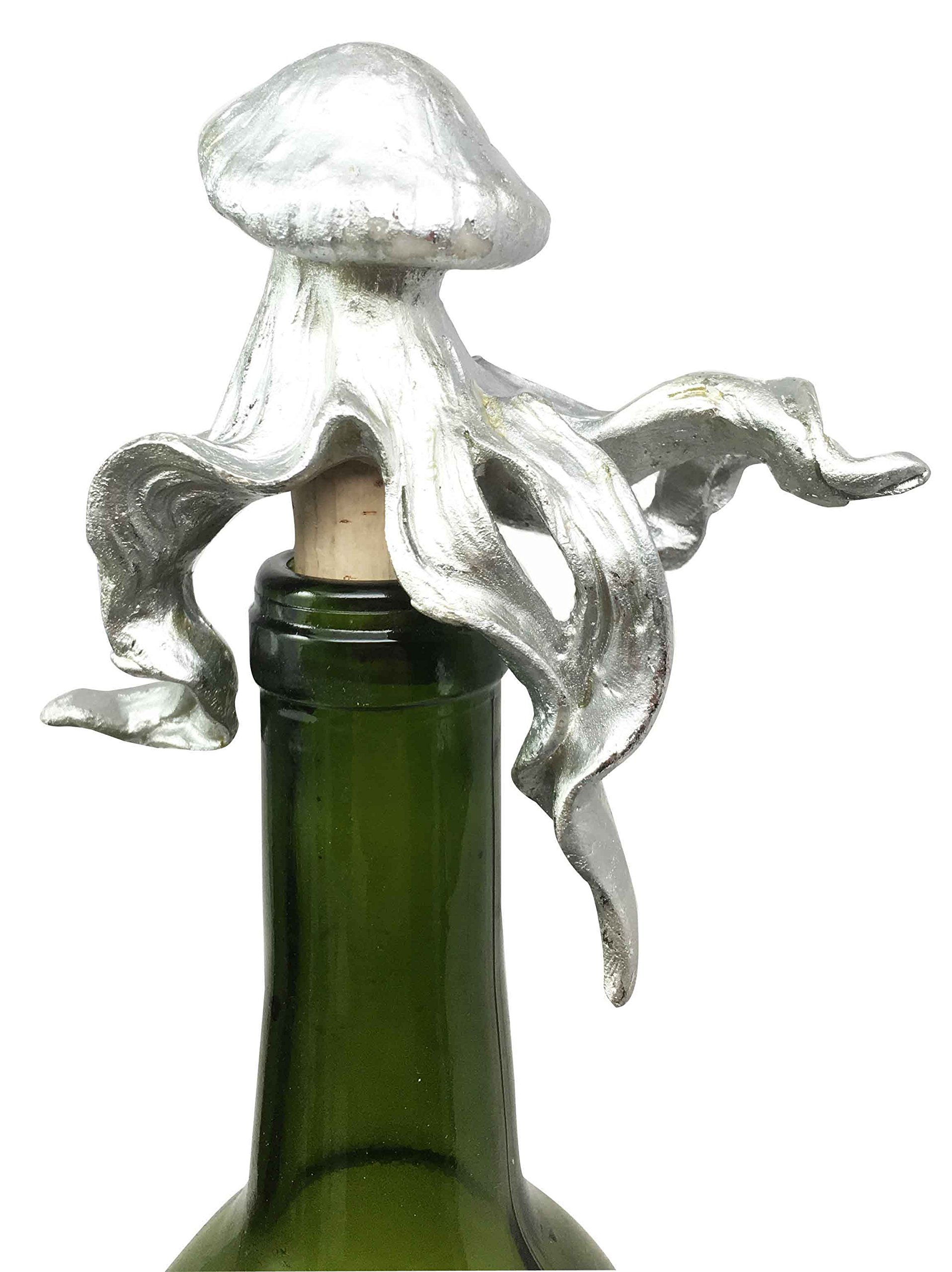 Silver Scyphozoa Jellyfish Wine Bottle Stopper - Elegant Kitchen & Bar Accessory for Wine Lovers, Perfect for Dinner Parties, Home Decor & Gift Giving