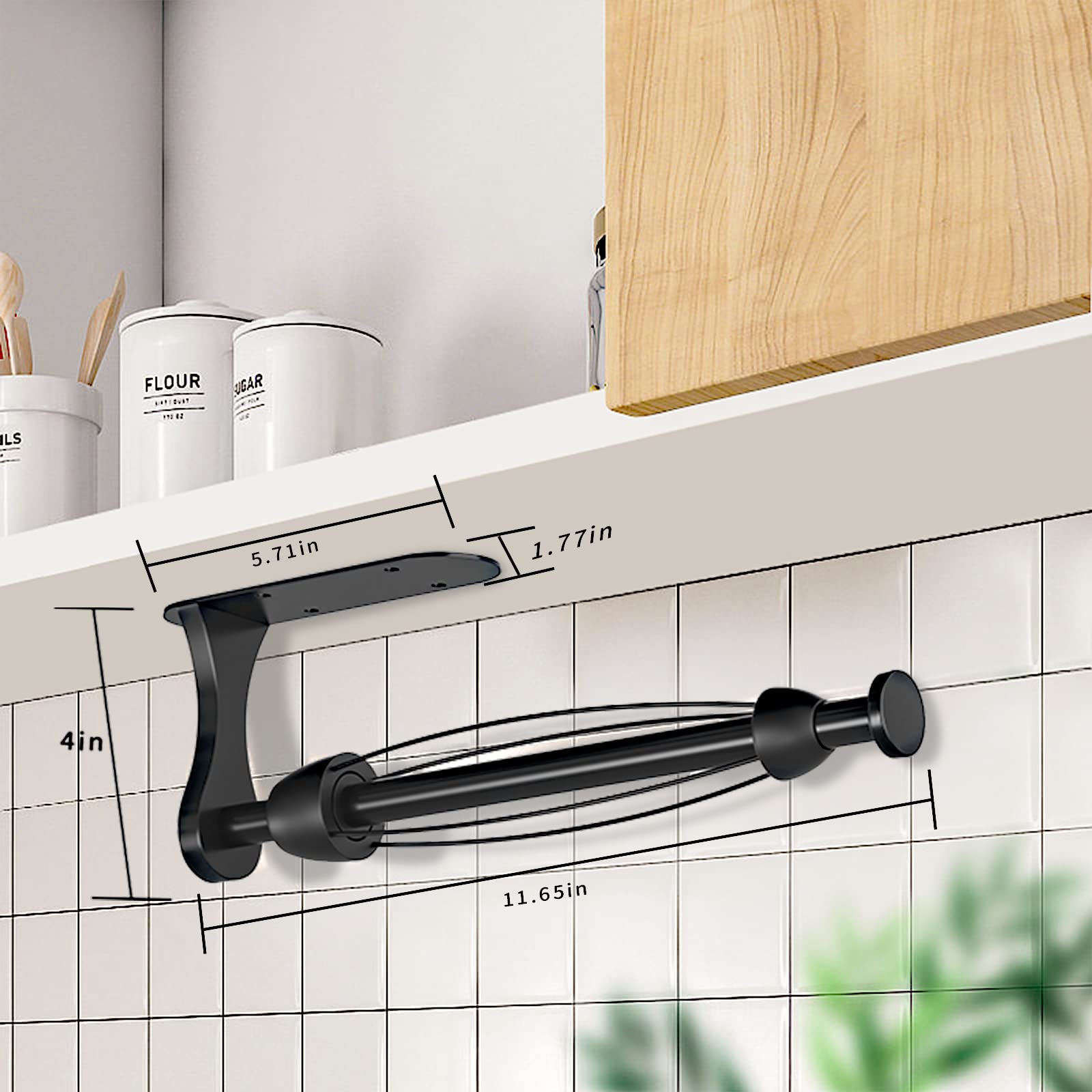 Stainless Steel Under Cabinet Paper Towel Holder - One-Handed Tear, Wall Mount & Adhesive Mounting Options - Black Kitchen & Bathroom Paper Roll Holder with Ratchet Mechanism - Perfect for Farmhouse, RV, Office & Home Decor Essentials