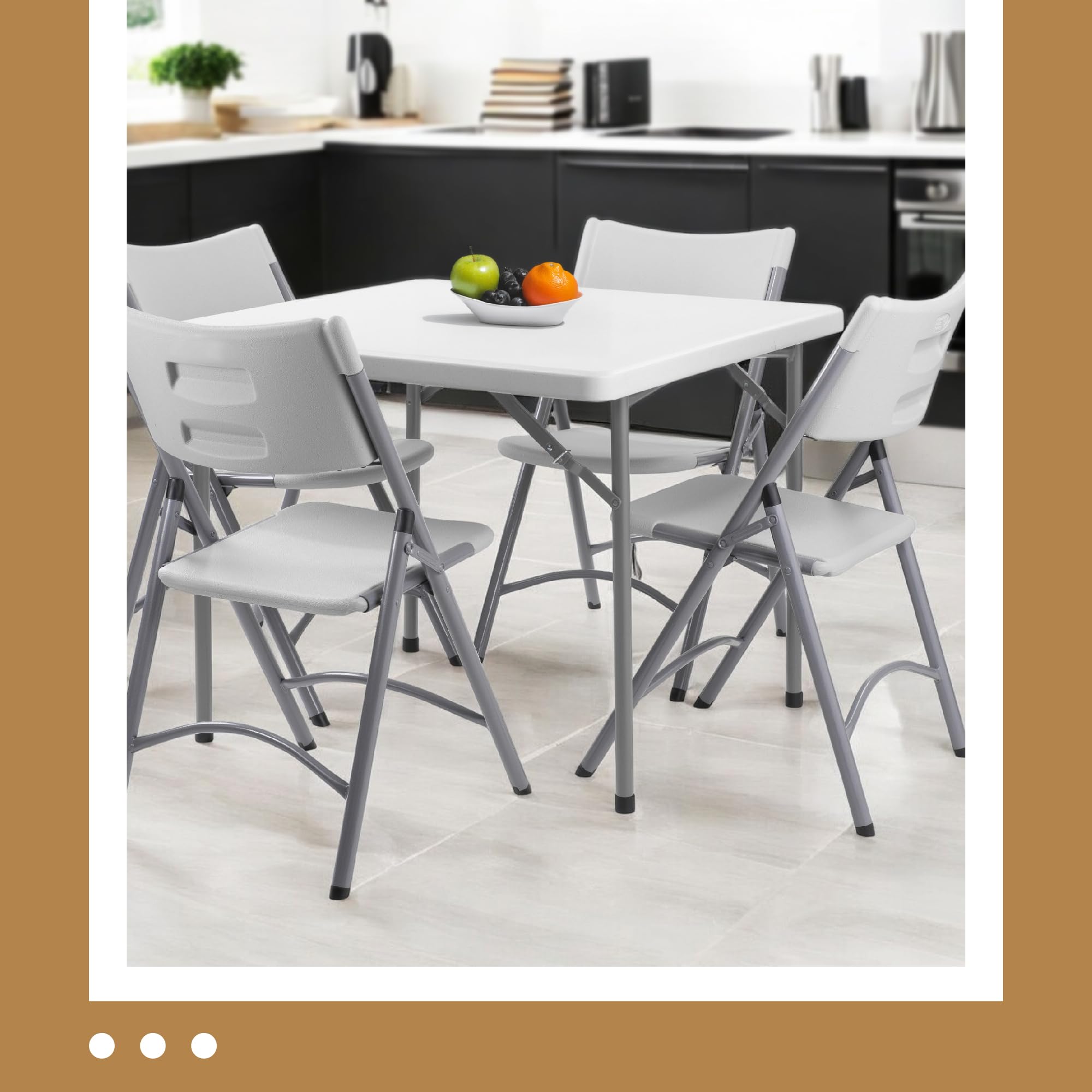 OEF Furnishings 36 Inch Square Heavy Duty Folding Table - Light Grey Durable Plastic Table for Indoor & Outdoor Use | Perfect for Parties, Picnics, Camping, and Events