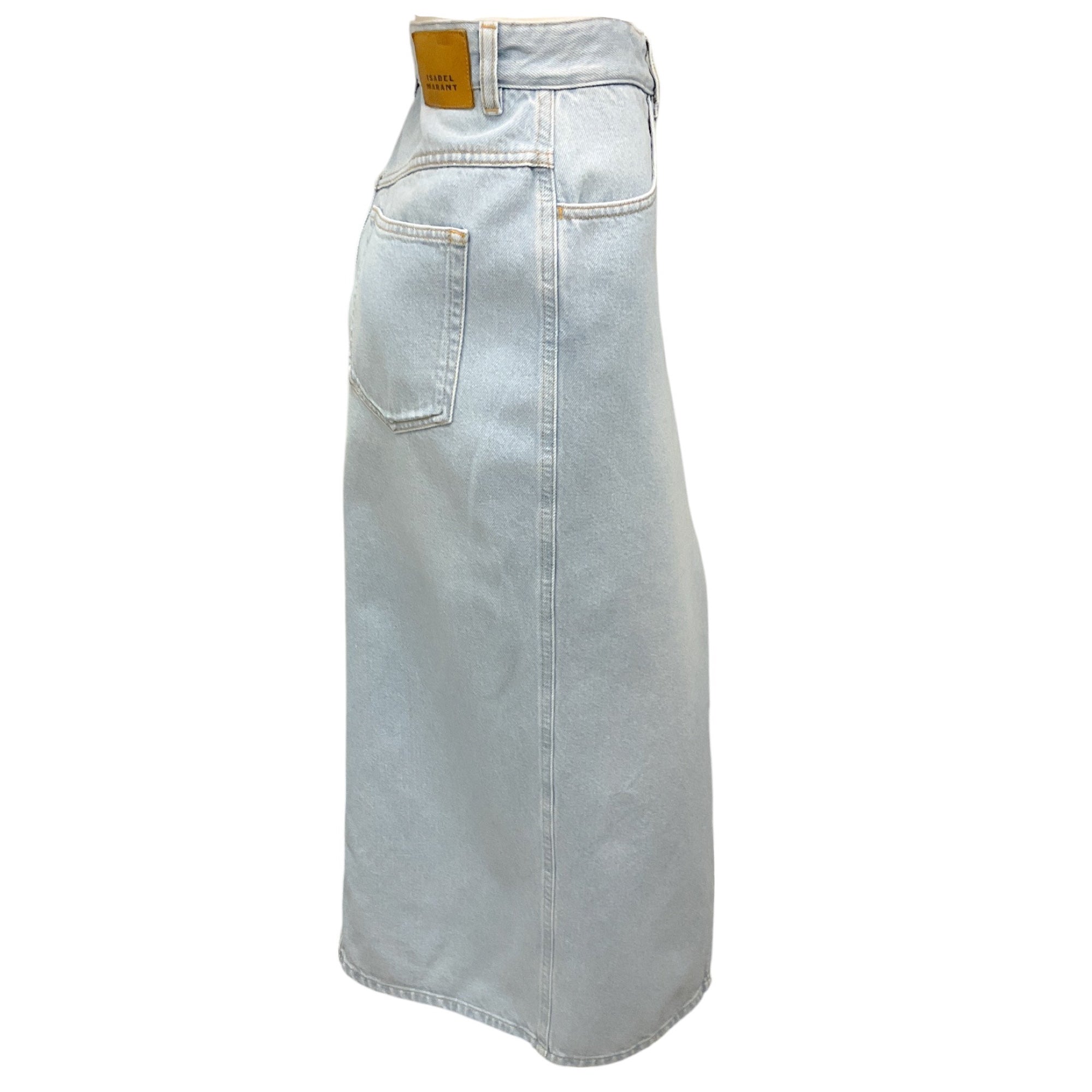 Isabel Marant Light Blue Denim Vinea Skirt - Women's High Waisted A-Line Denim Skirt for Casual Outfits & Summer Style