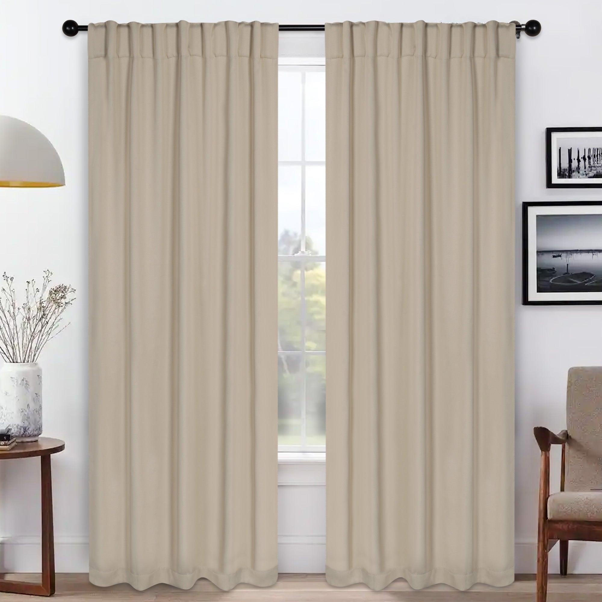 Blackout Curtains for Bedroom - Solid Room Darkening Thermal Insulated Curtains with Back Tabs, Set of 2 Panels - Perfect for Nursery, Home Theater & Light Sleepers