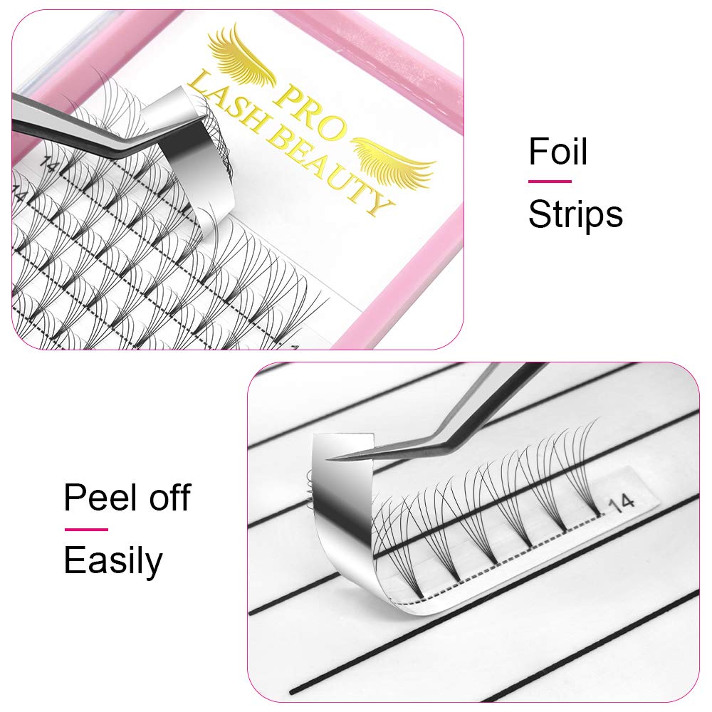 5D Volume Eyelash Extensions - C Curl 0.10mm 14mm Short Stem Premade Fans - 3D/5D/7D Lashes 9-20mm for Dramatic Eye Look - Perfect for Weddings, Parties & Professional Lash Artists