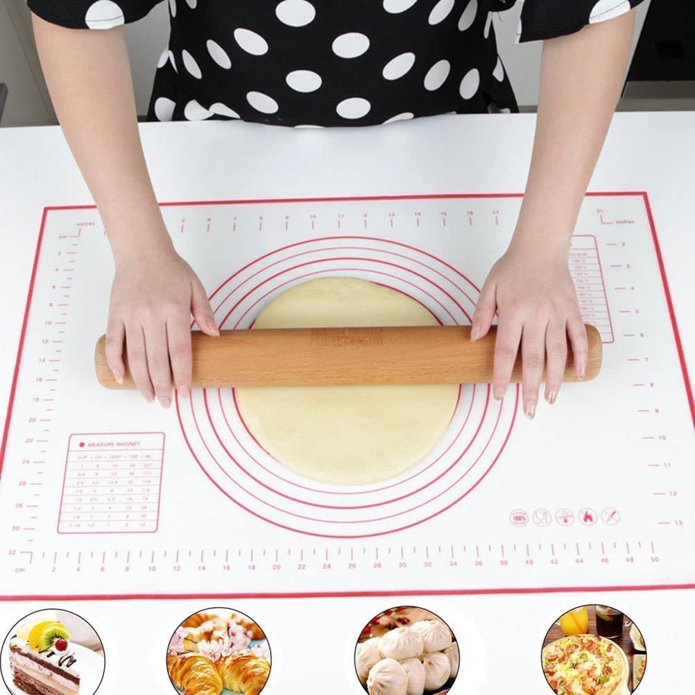 Non-Slip Silicone Pastry Mat - Thick Non-Stick Baking Mat for Rolling Dough, Pie Crust, Pizza & Cookies - Easy Clean Kneading Mat - Perfect for Home Bakers & Professional Chefs