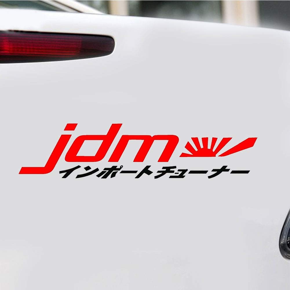 JDM Japanese Word Car Decals - Reflective Red Vinyl Stickers for Vehicle Body & Window Decoration | Perfect for Car Enthusiasts & Street Style Customization